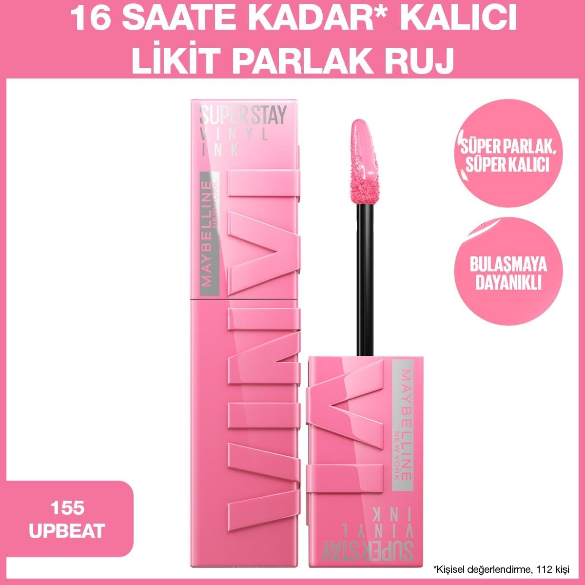 Maybelline - Maybelline New York Super Stay Vinyl Ink Uzun Süre Kalıcı Likit Parlak Ruj - 155 Upbeat