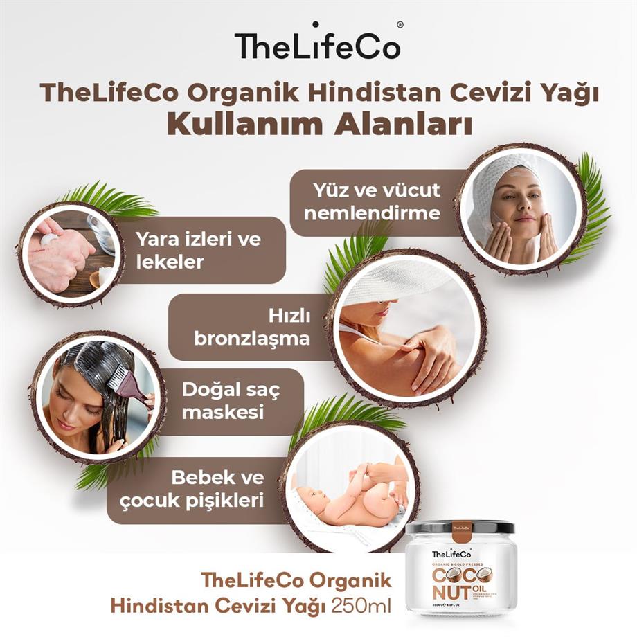 TheLifeCo - TheLifeCo Organik Hindistan Cevizi Yağı 250ml