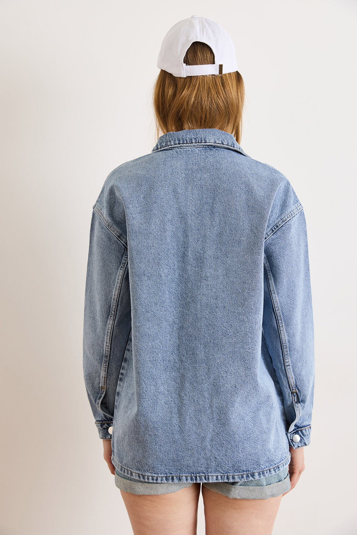 4 Cepli Tok Denim Ceket Açık Mavi