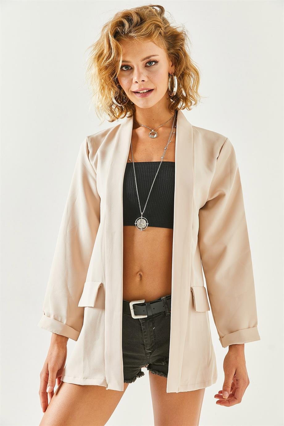 Aksesuar Cepli Atlas Ceket Bej