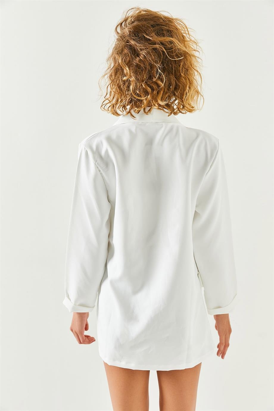 Aksesuar Cepli Atlas Ceket Beyaz