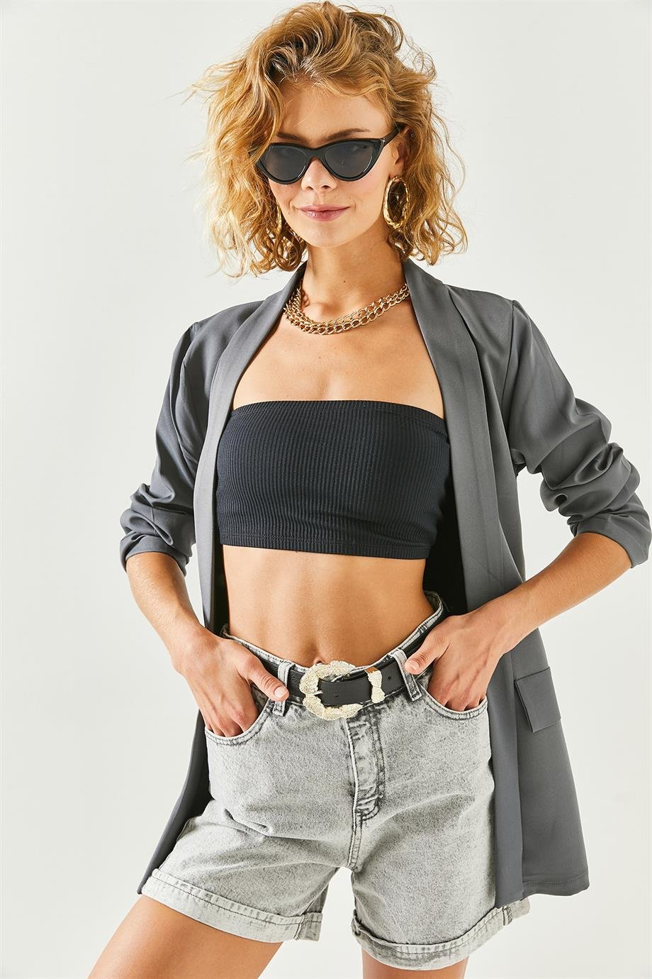 Aksesuar Cepli Atlas Ceket Füme