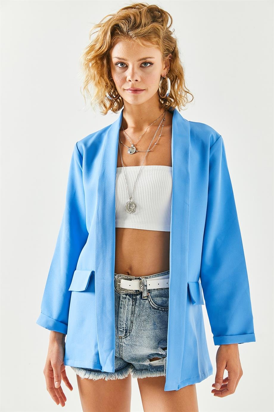 Aksesuar Cepli Atlas Ceket Mavi