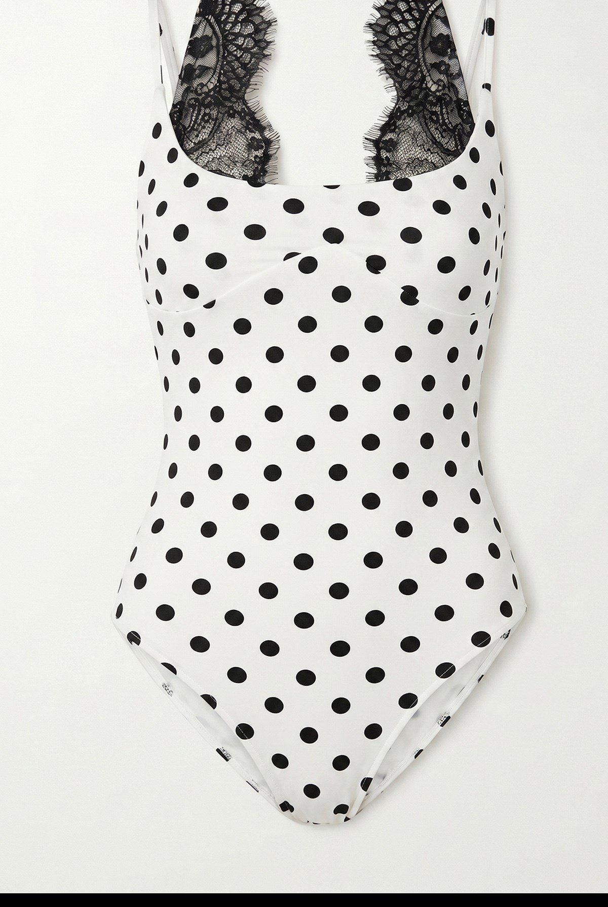 Askılı Dantel Garnili Jarse Bodysuit Puantiye Beyaz