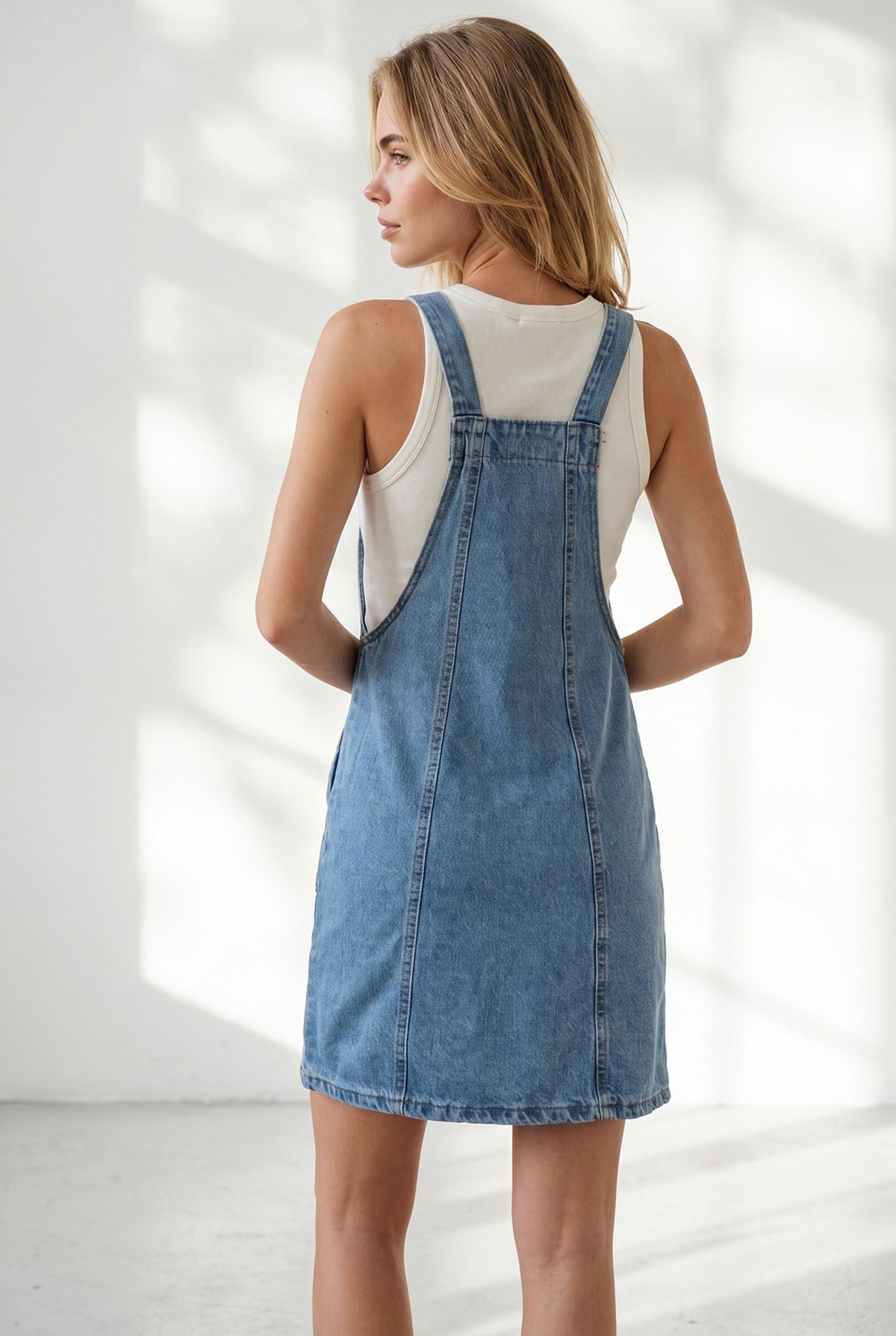 Cepli Denim Salopet Elbise Mavi
