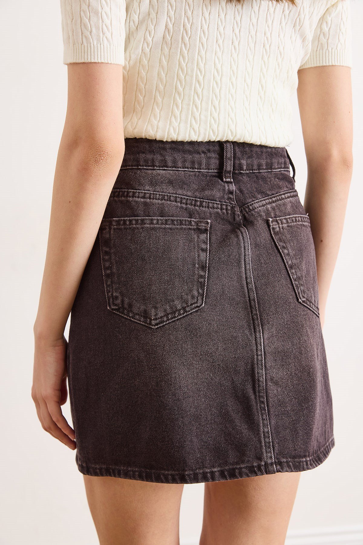 Cepli Mini Denim Etek Kahverengi