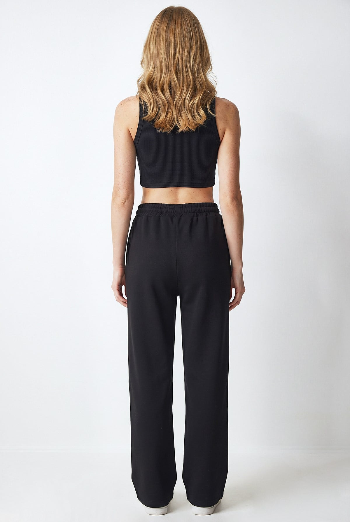 Cepli Modal Wide Leg Eşofman Altı Siyah