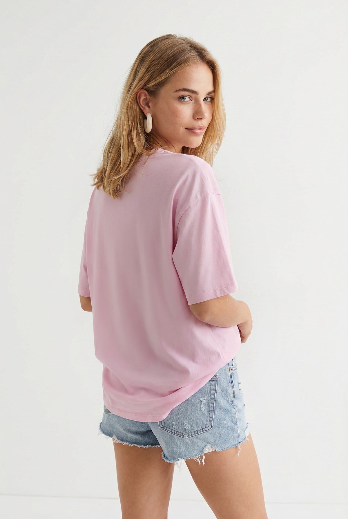 Cherry Juicy Loose Fit Pamuk Tişört Pembe