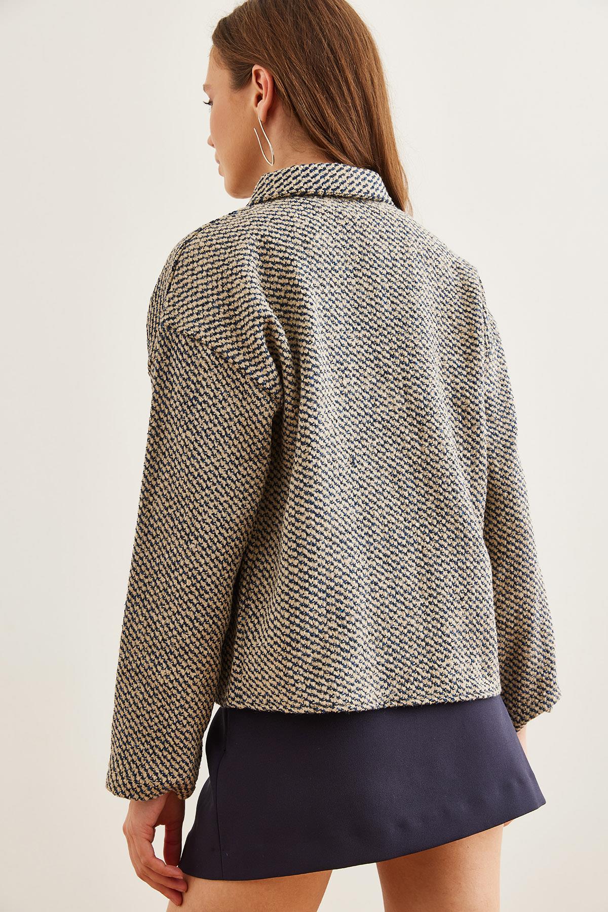 Çift Cepli Kaşe Astarsız Ceket Lacivert