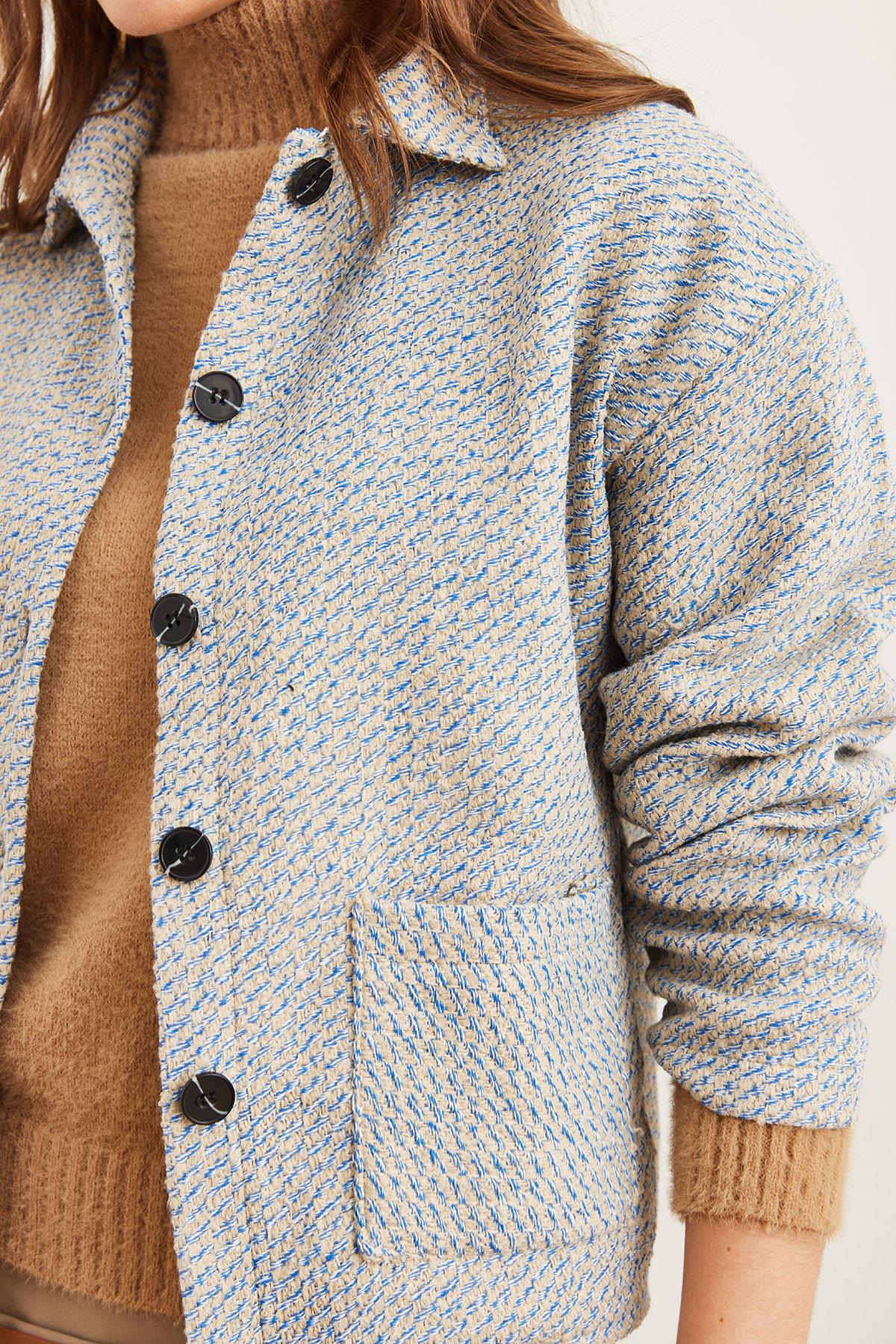 Çift Cepli Kaşe Astarsız Ceket Mavi