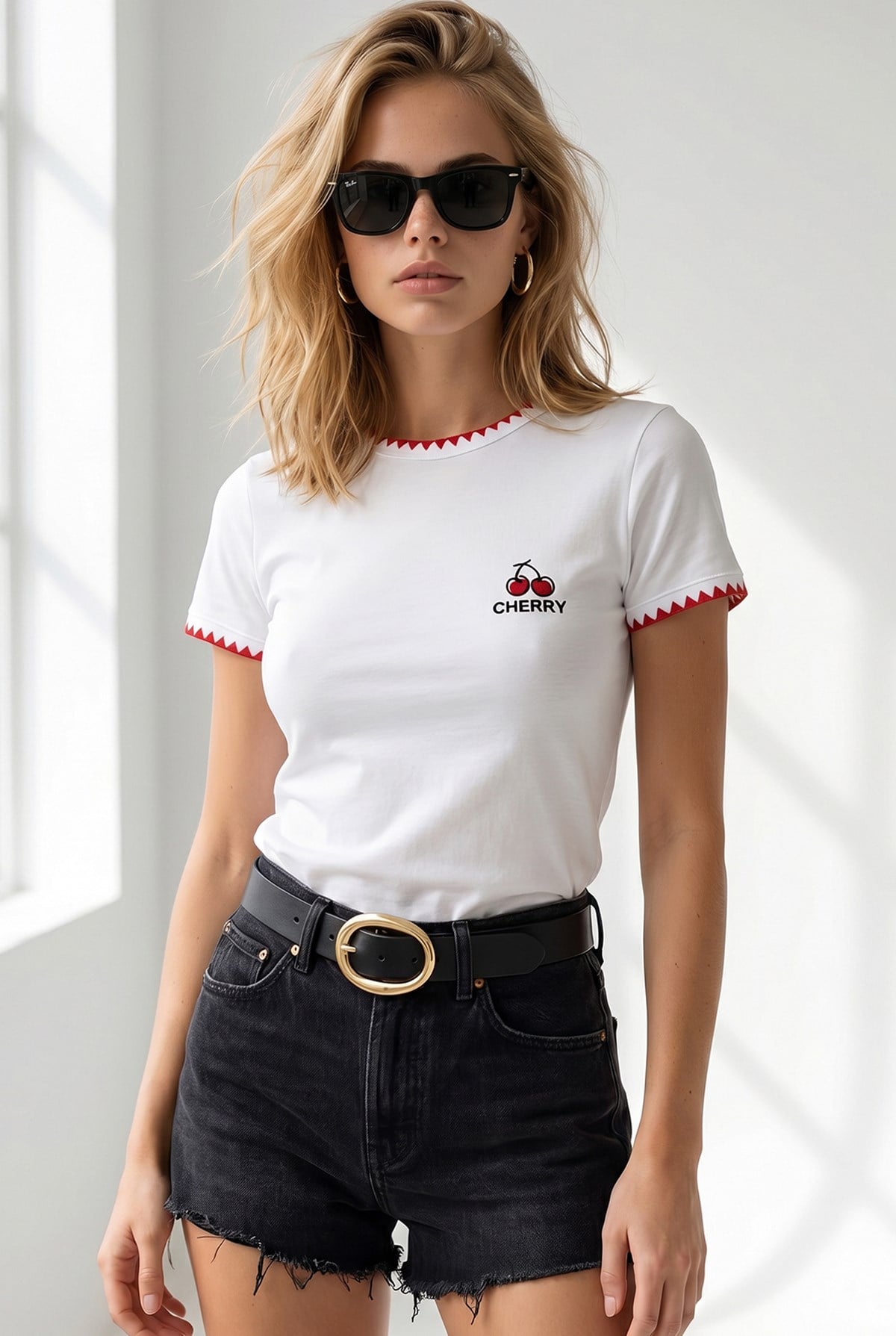 Çoban Dikiş Detaylı Ribana Esnek Crop Tişört Ekru