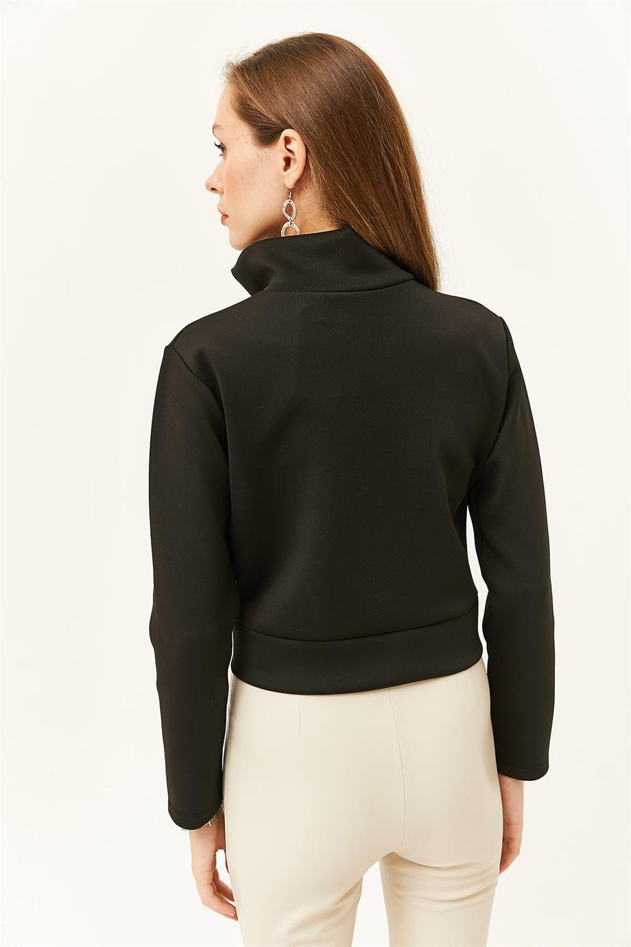 Fermuarlı Scuba Ceket Siyah