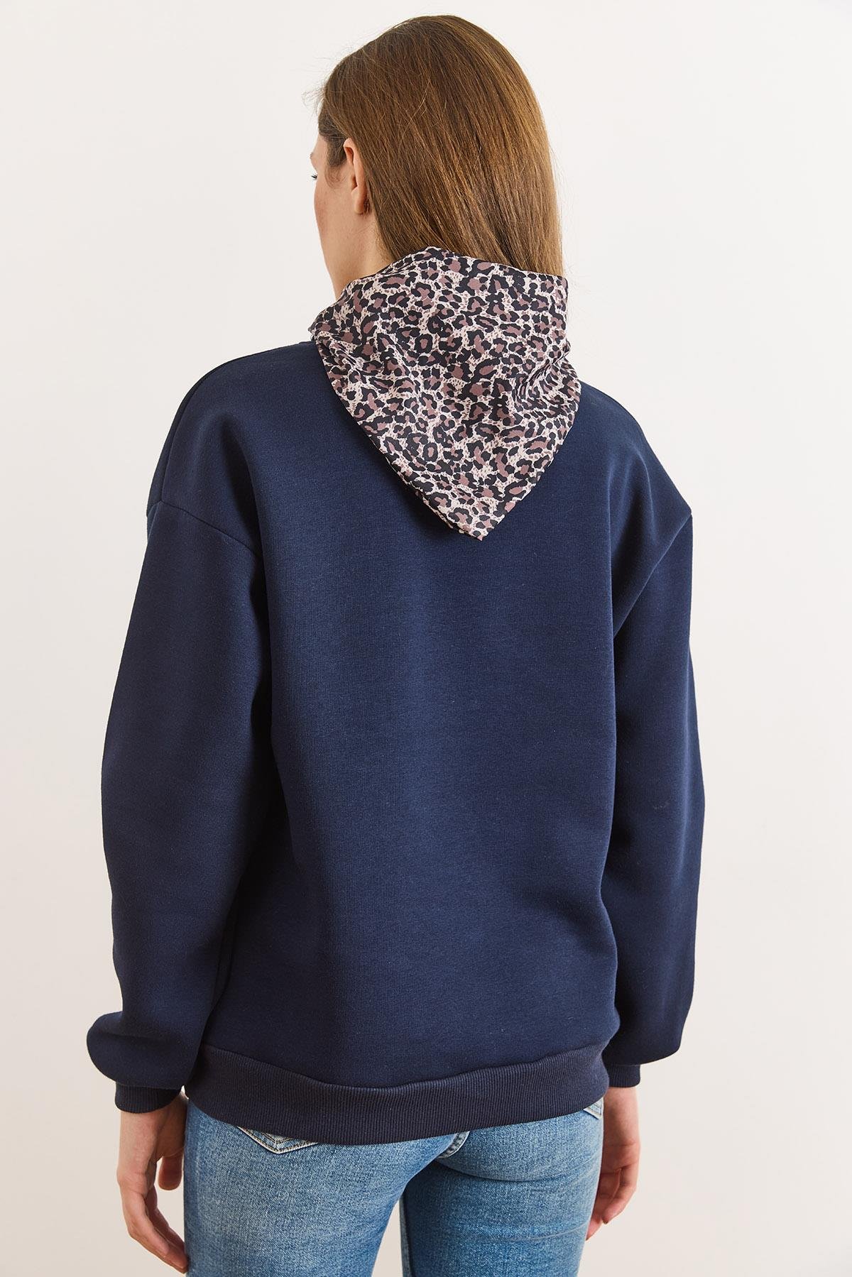 Fular Detaylı Şardonlu Sweatshirt Lacivert