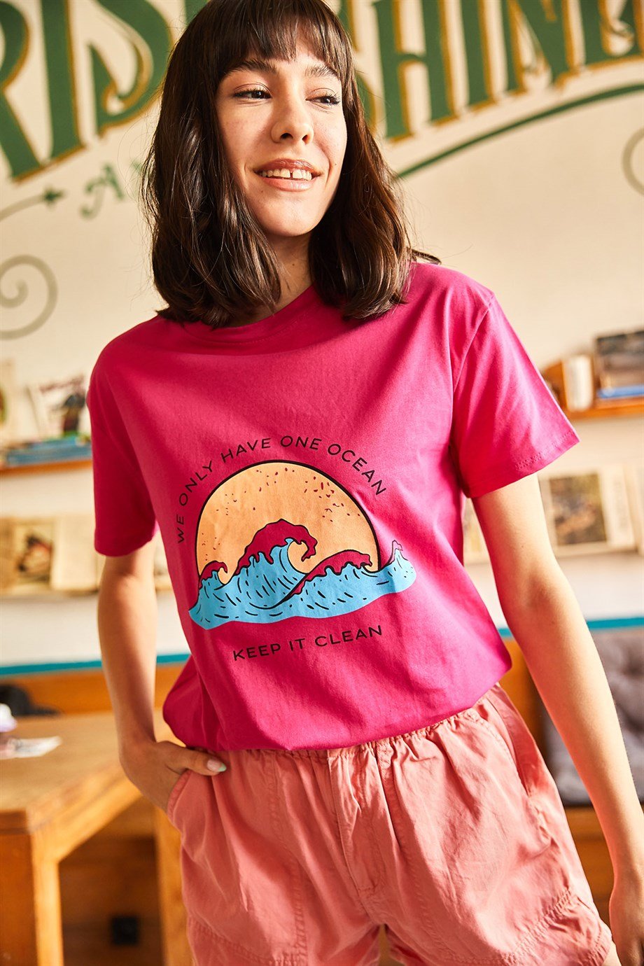 Ocean Tişört Fuşya