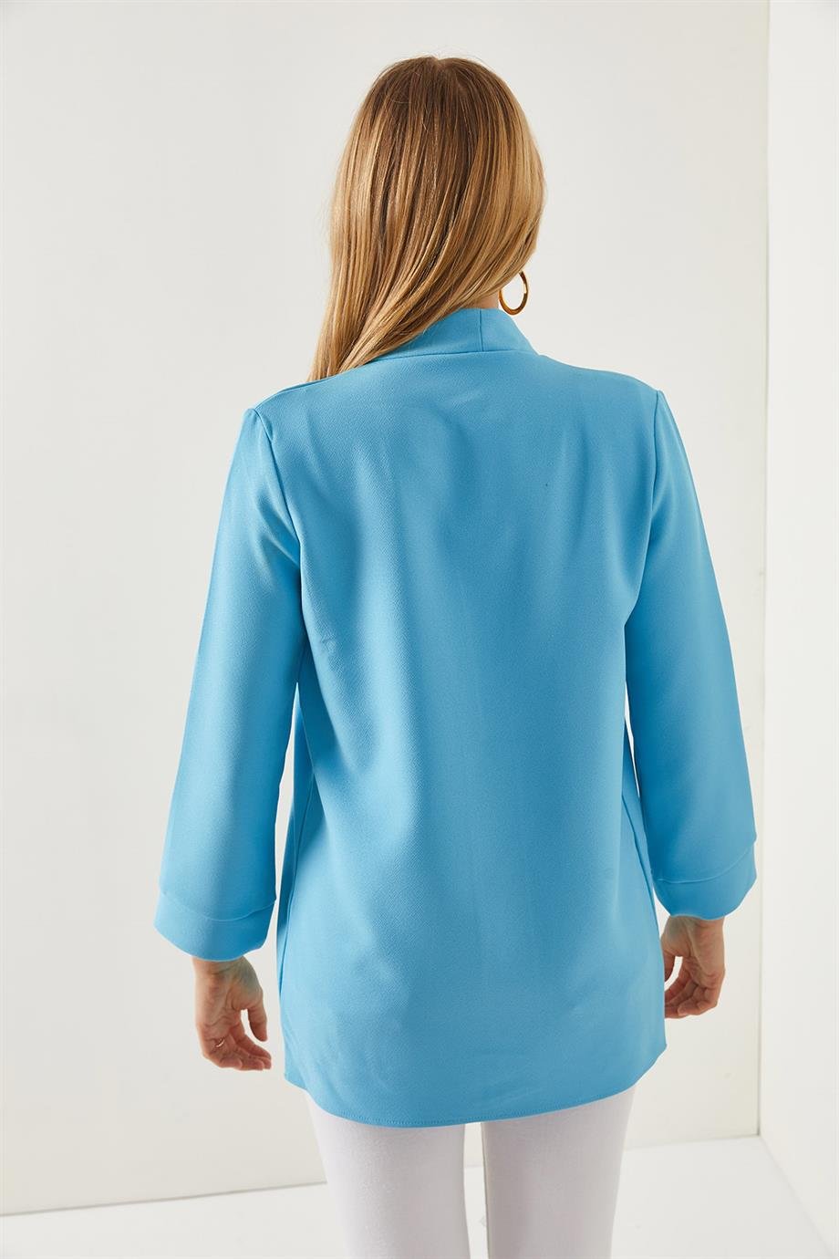 Şal Yaka Atlas Ceket Bebe Mavi