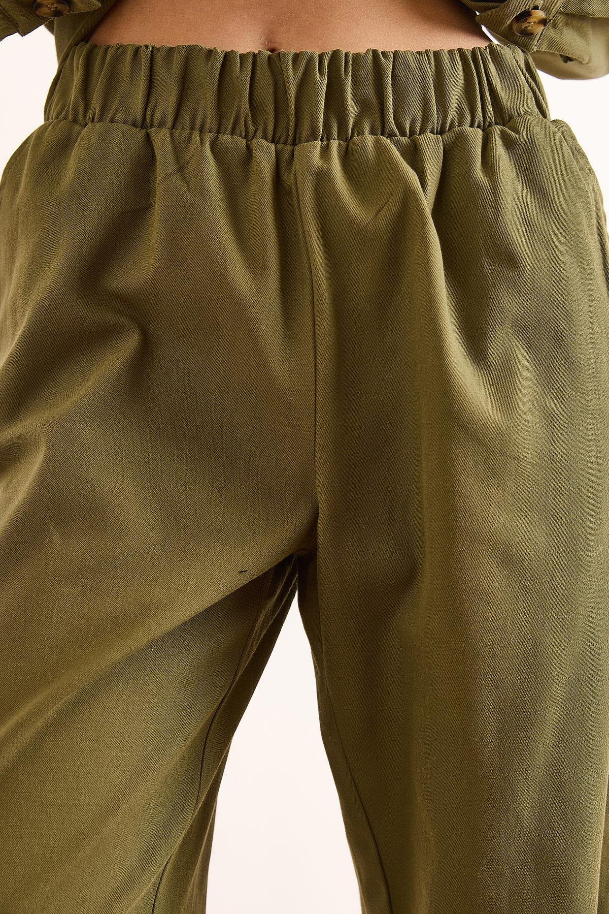 Üst Gömlek Alt Pantolon Gabardin Takım Haki