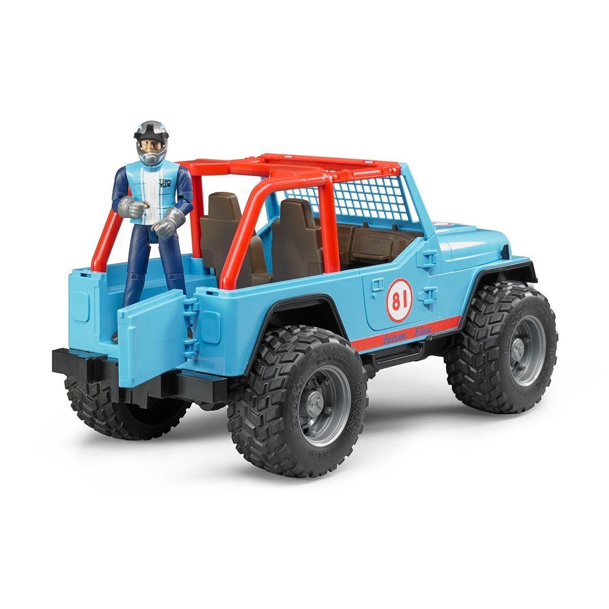 Bruder Jeep Cross Mavi Safari Aracı Ve Kasklı Pilotu