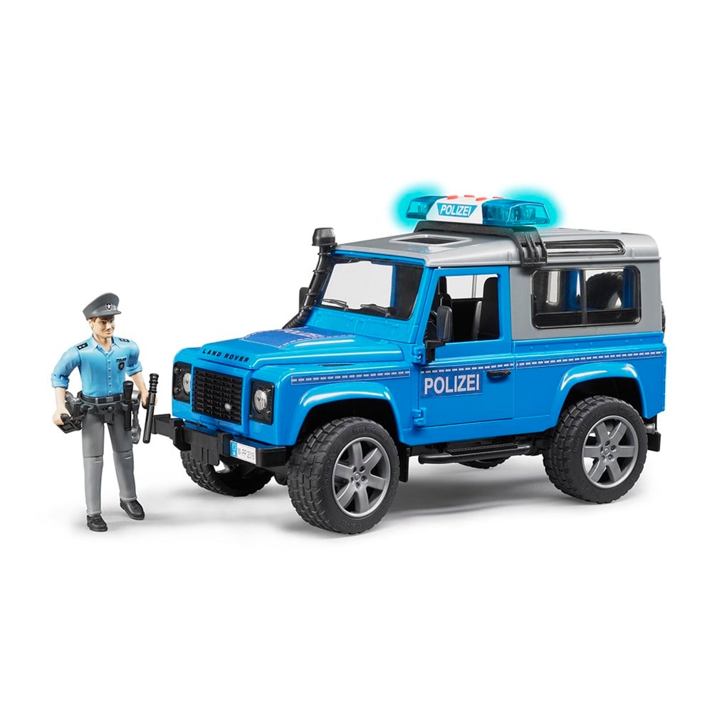 Bruder Land Rover Polis Aracı Ve Memur (Mavi-Gri)