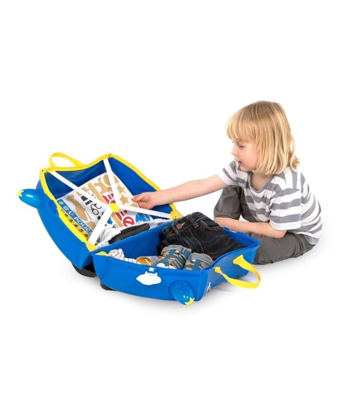 Çocuk Valiz Polis Arabası Percy Lacivert Trunki