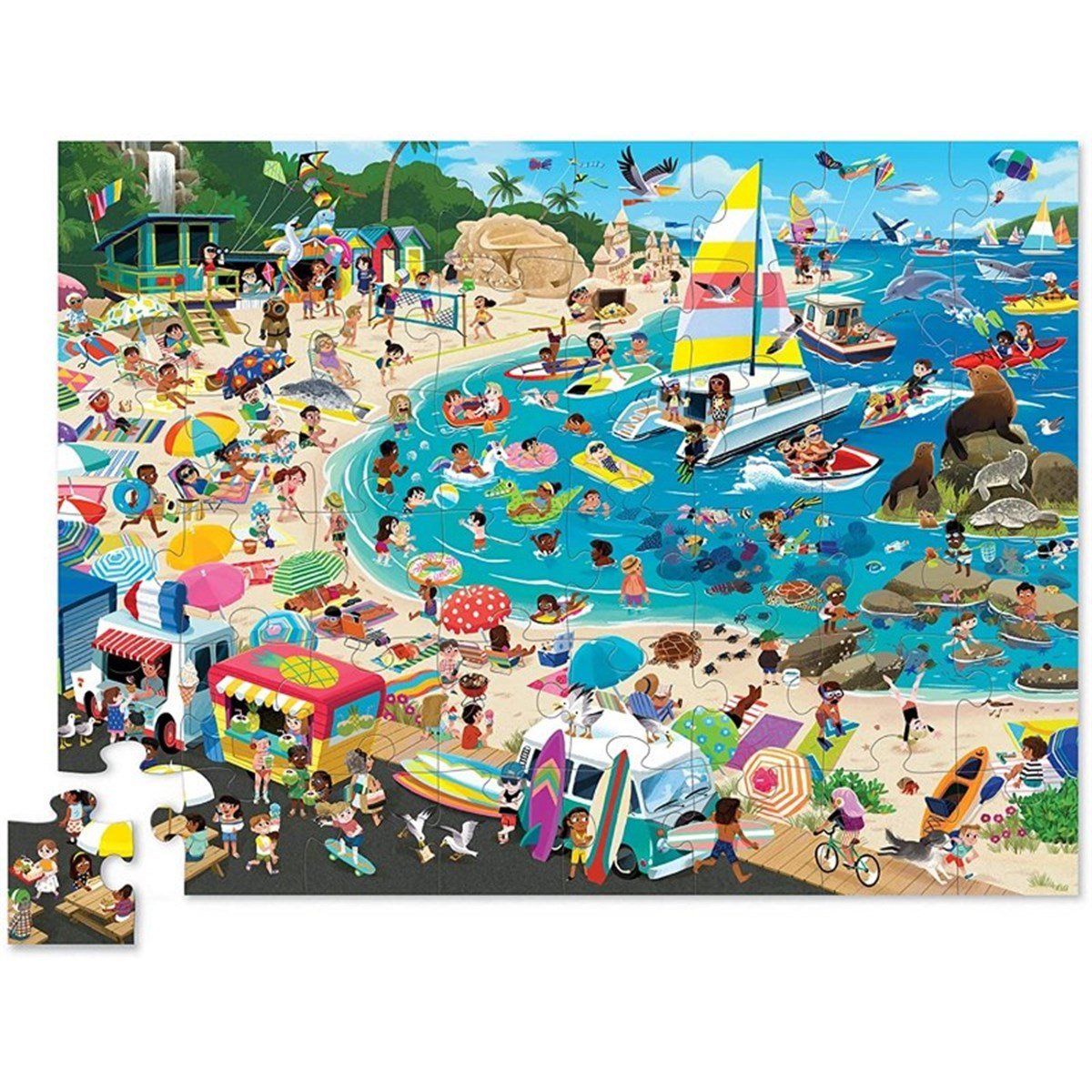 Crocodile Creek Dekoratif Puzzle - 48 Parça - Day at the Beach
