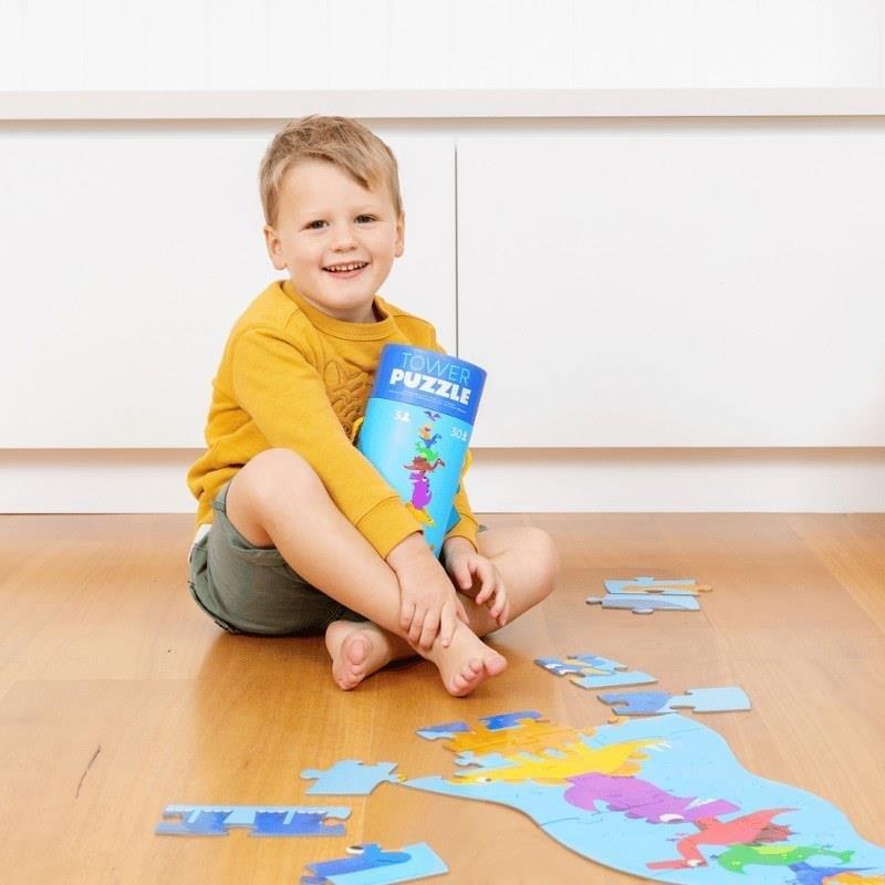 Crocodile Creek Dev Kule Puzzle - 30 Parça - Dinozor