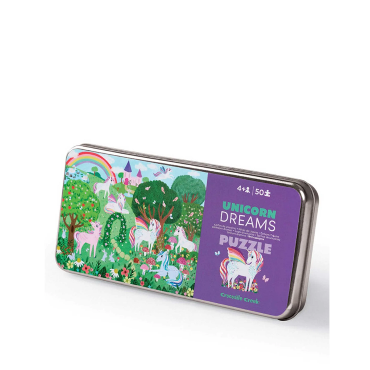 Crocodile Creek Metal Kutu Puzzle - 50 Parça - Unicorn Dreams