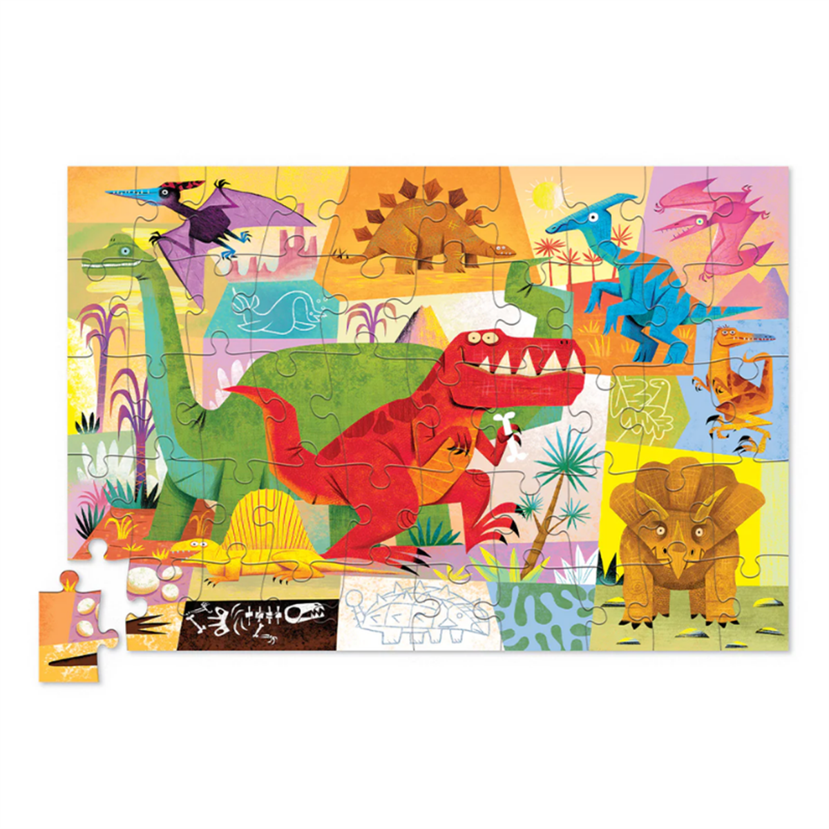 Crocodile Creek Metal Kutu Puzzle - 50 Parça - Dino World