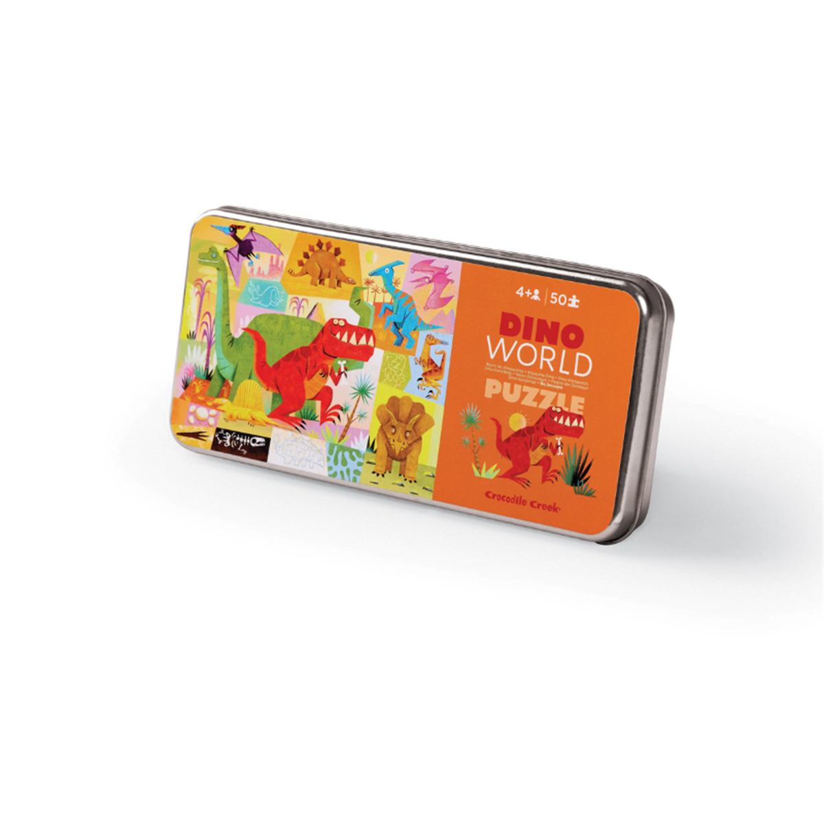 Crocodile Creek Metal Kutu Puzzle - 50 Parça - Dino World