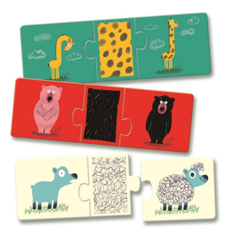 Djeco Üçlü Puzzle - Naked Animals