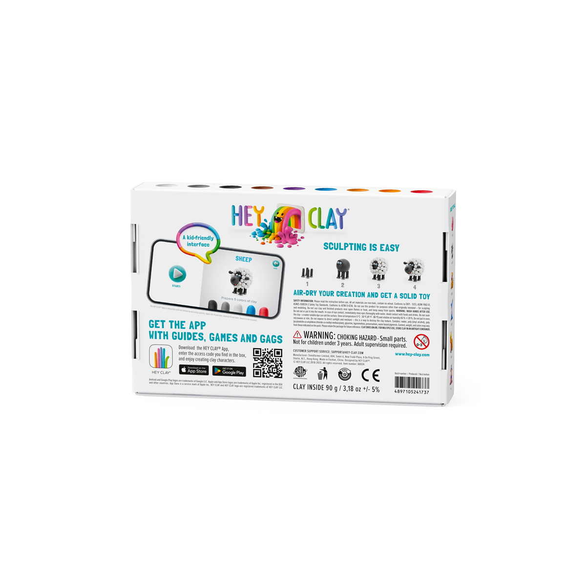 Hey Clay Hava ile Kuruyan Kil (6'lı Kutu) - Hayvanlar (İnek, Köpek, Koyun)