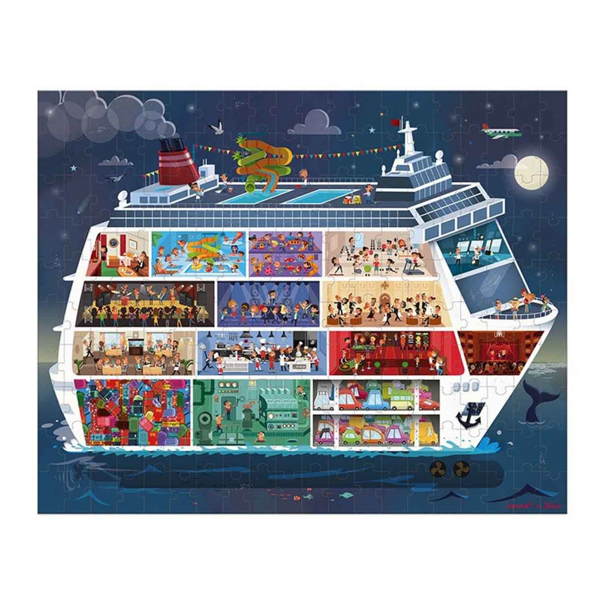 Janod 100 ve 200 Parça İkili Puzzle - Gemi