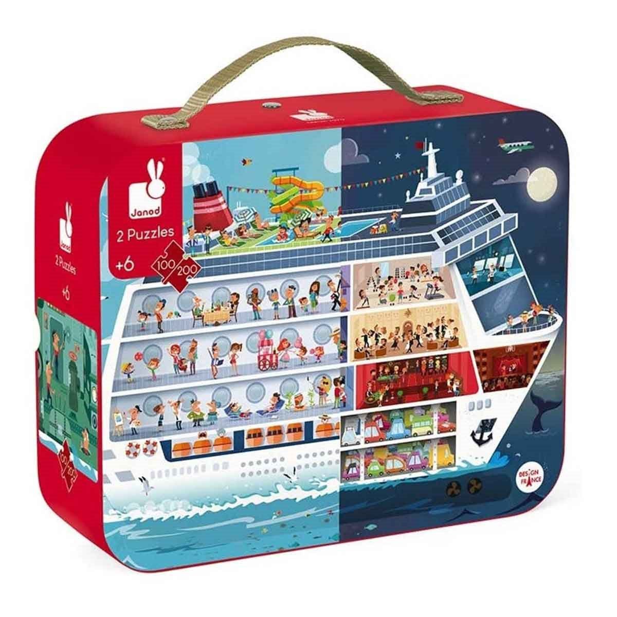 Janod 100 ve 200 Parça İkili Puzzle - Gemi