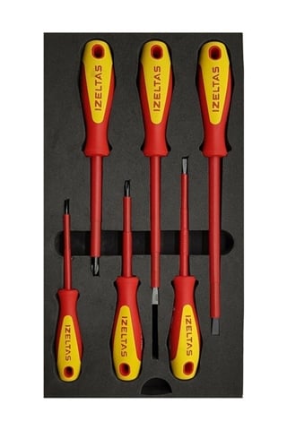 Izeltaş 1000V Izoleli Elektrikçi Tornavida Seti (6 Parça)