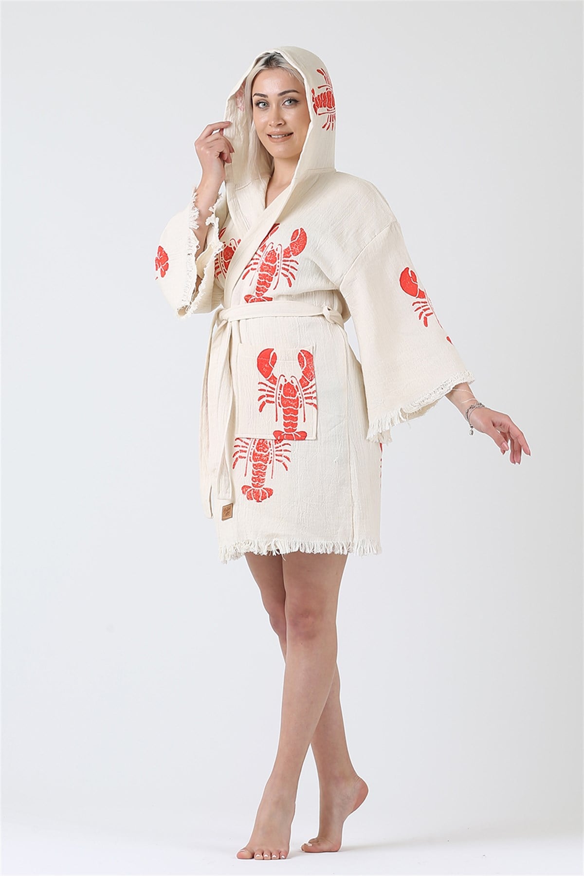 Kısa Kimono KapüşonluBODRUMHOME