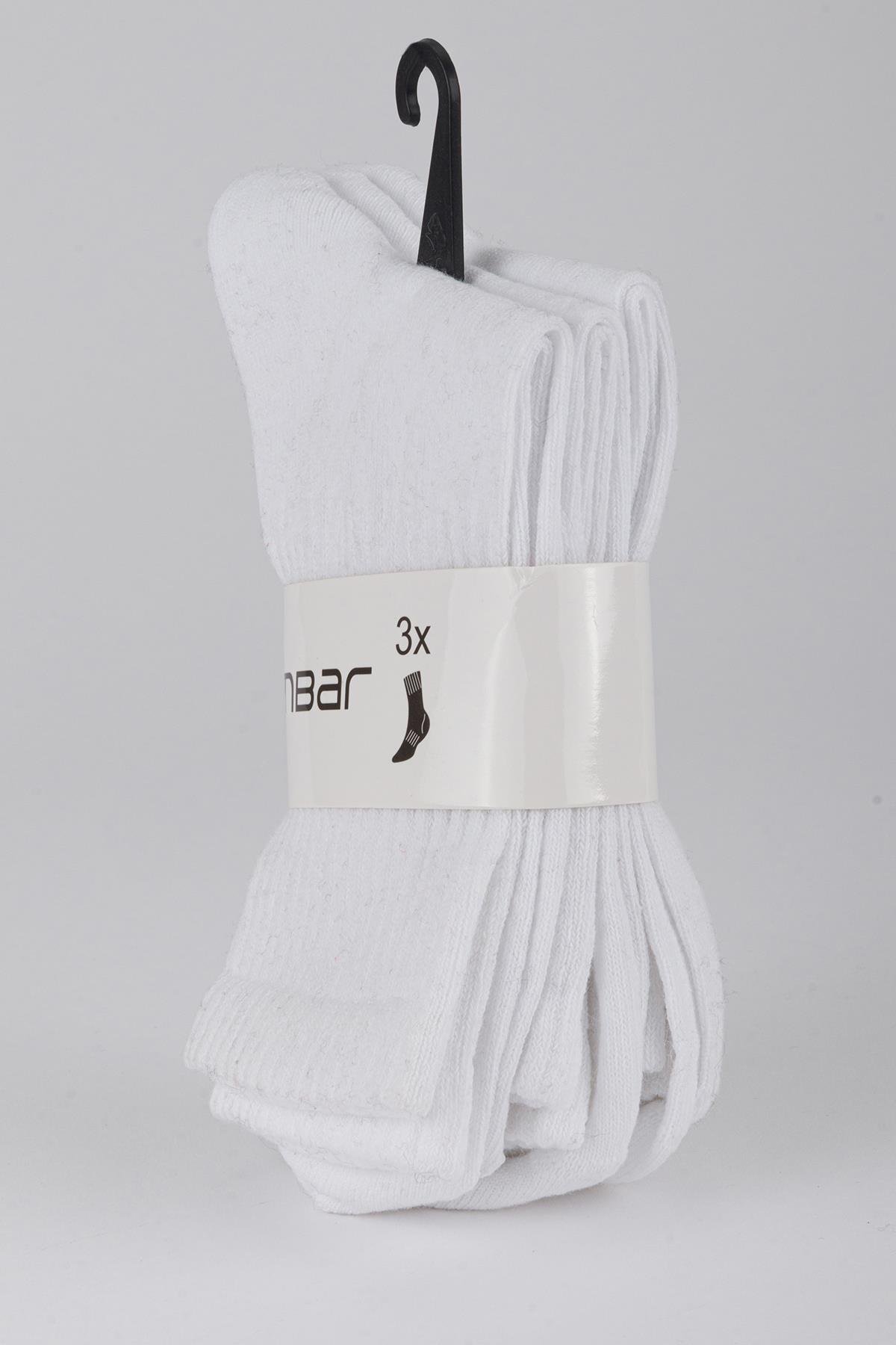 3'lü Penye Düz Çorap Beyaz