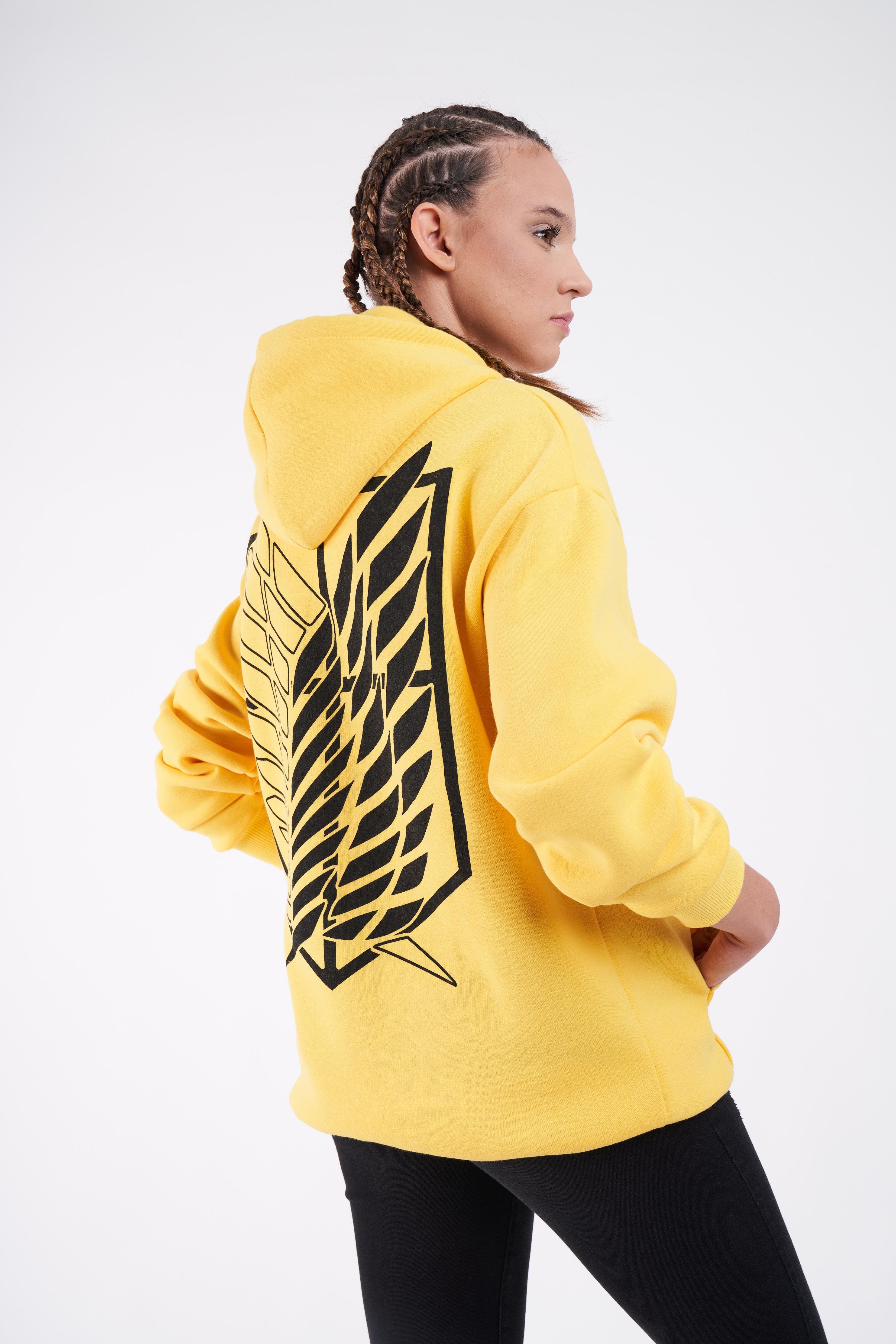 Anime Baskılı Sweatshirt Sarı