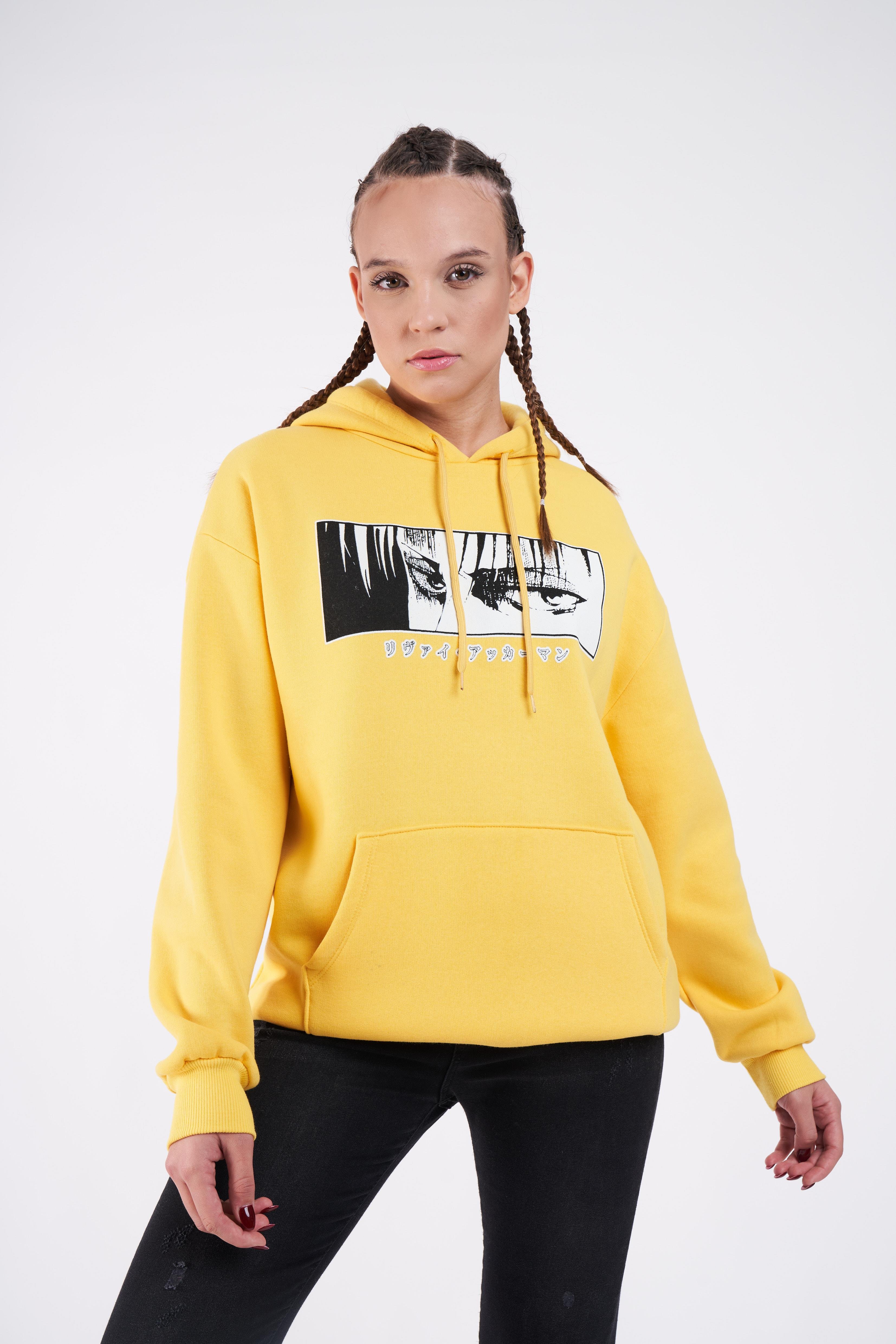 Anime Baskılı Sweatshirt Sarı