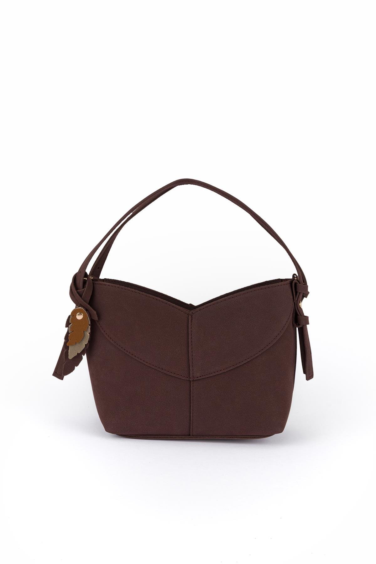 Asimetrik Süet Çapraz Çanta Kahve Kahve