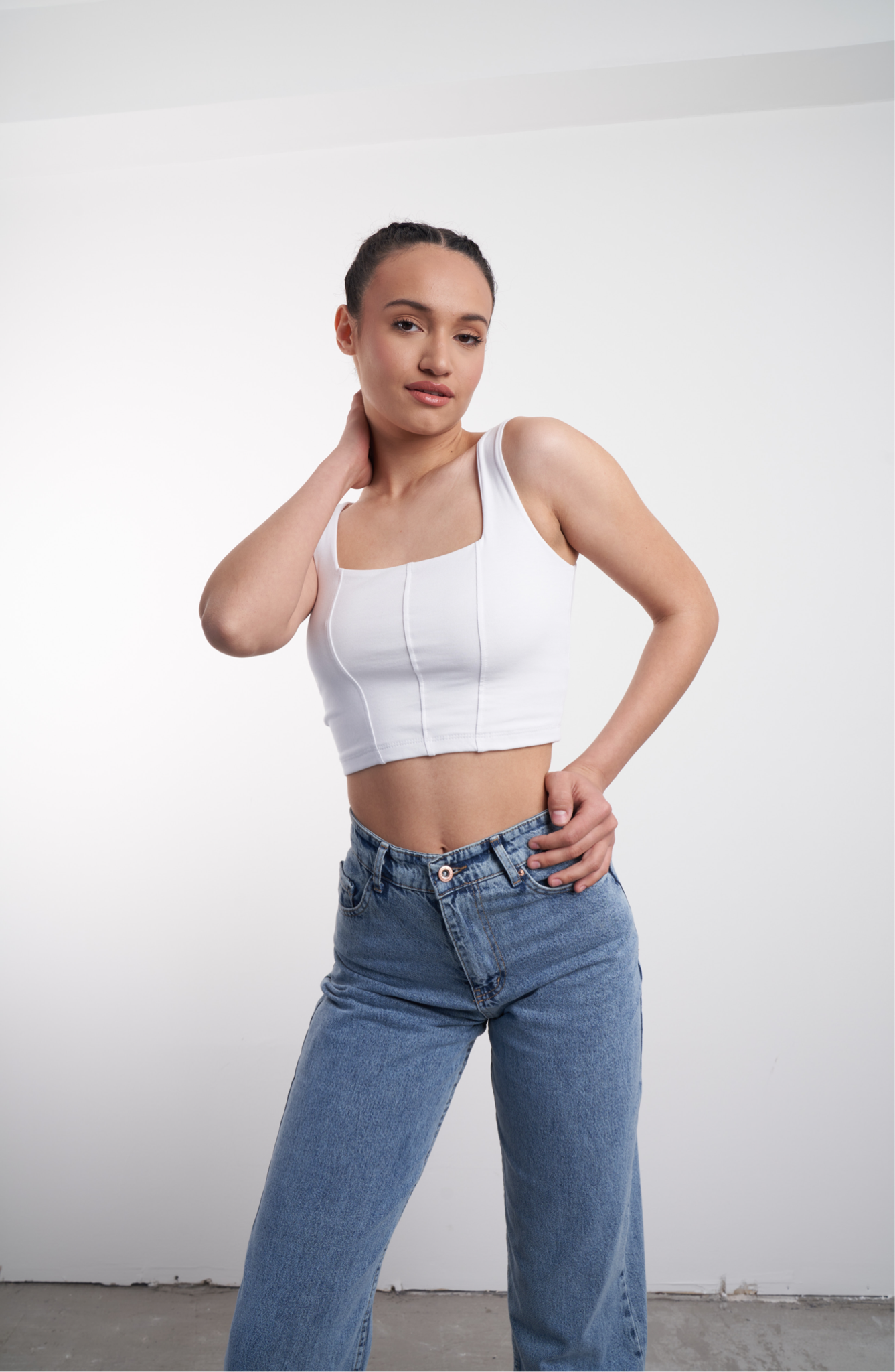 Askılı Crop Bluz Beyaz