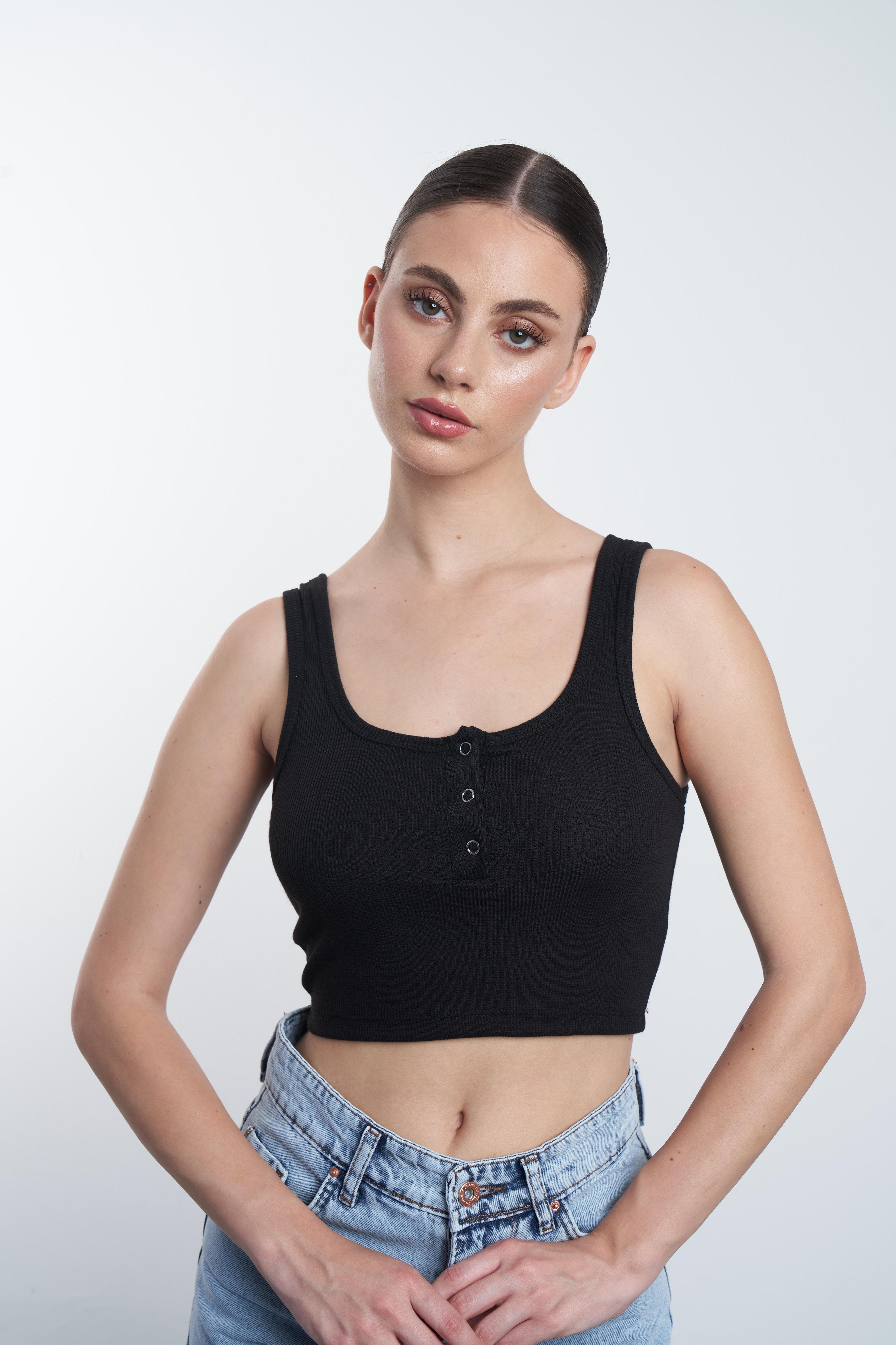 Askılı Crop Siyah