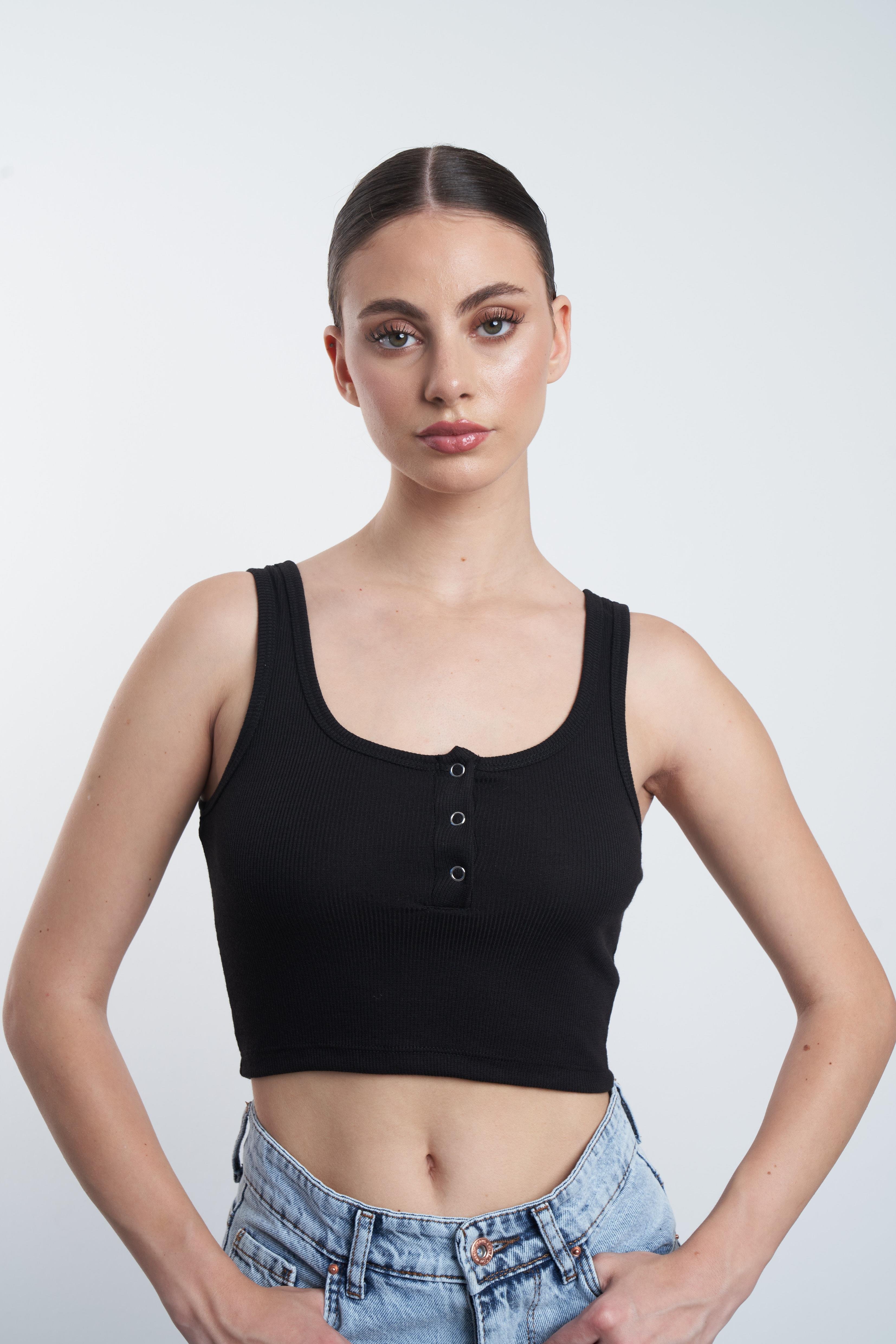 Askılı Crop Siyah