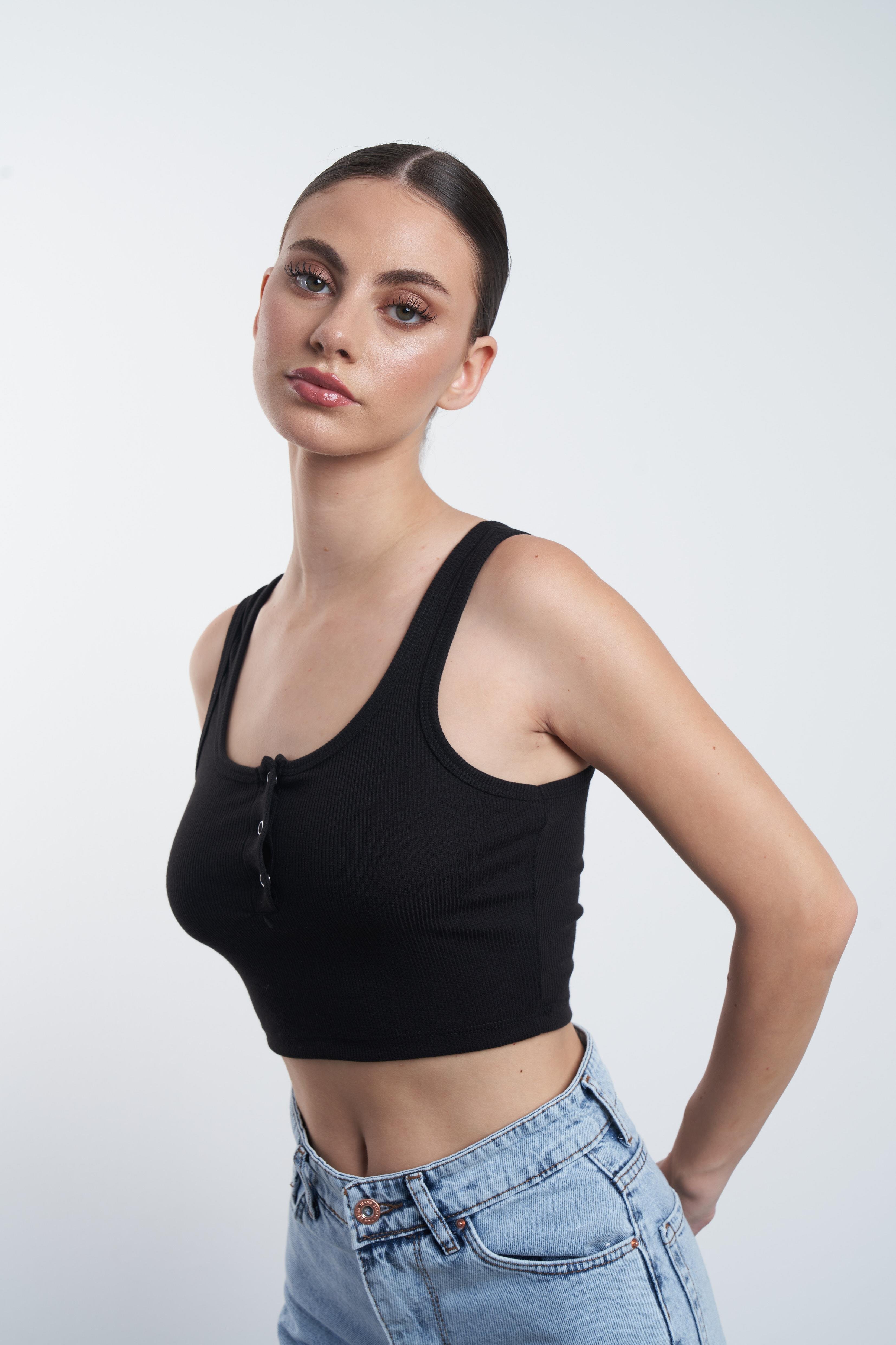 Askılı Crop Siyah