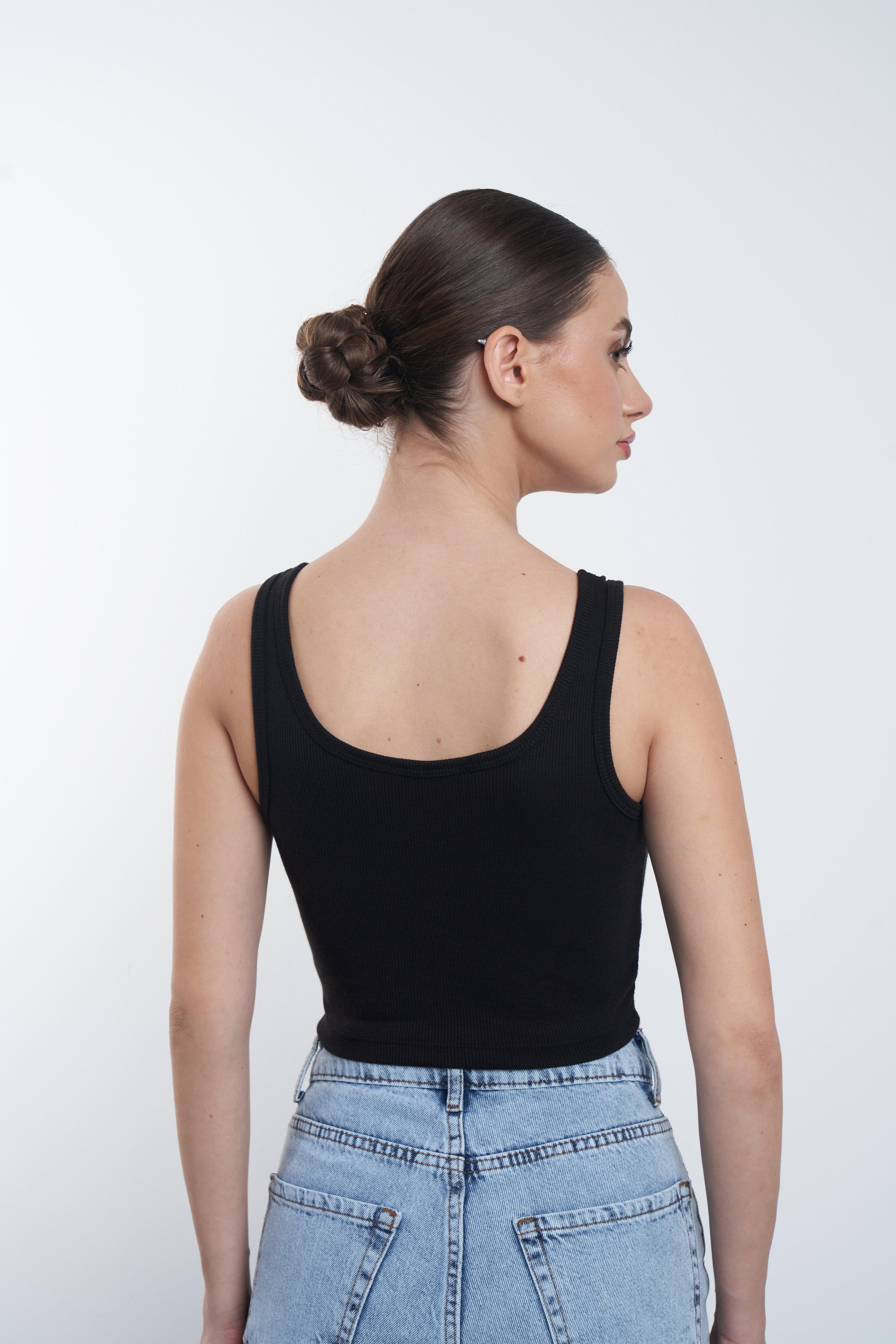 Askılı Crop Siyah