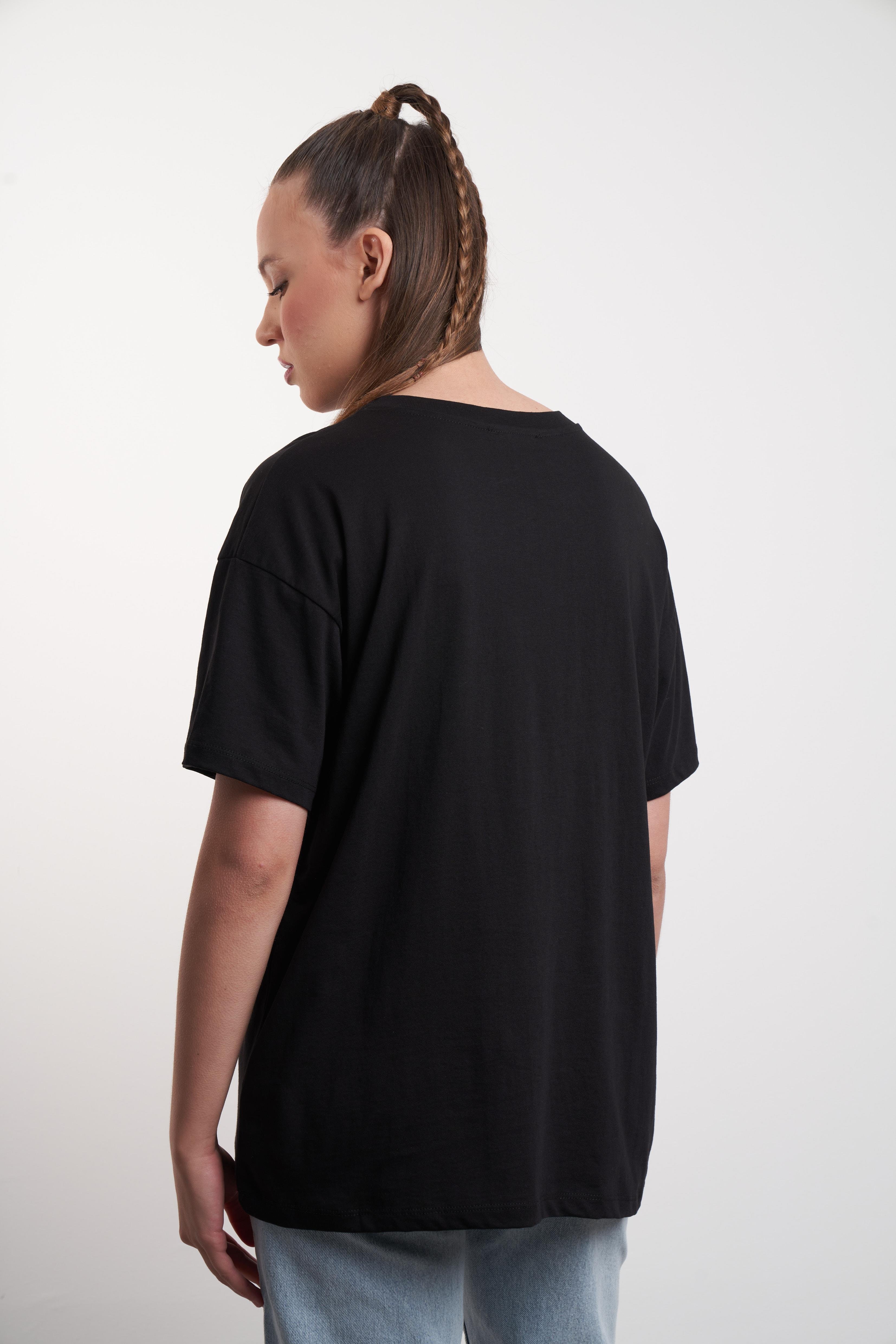 Ayı Nakış Baskılı T-shirt Siyah