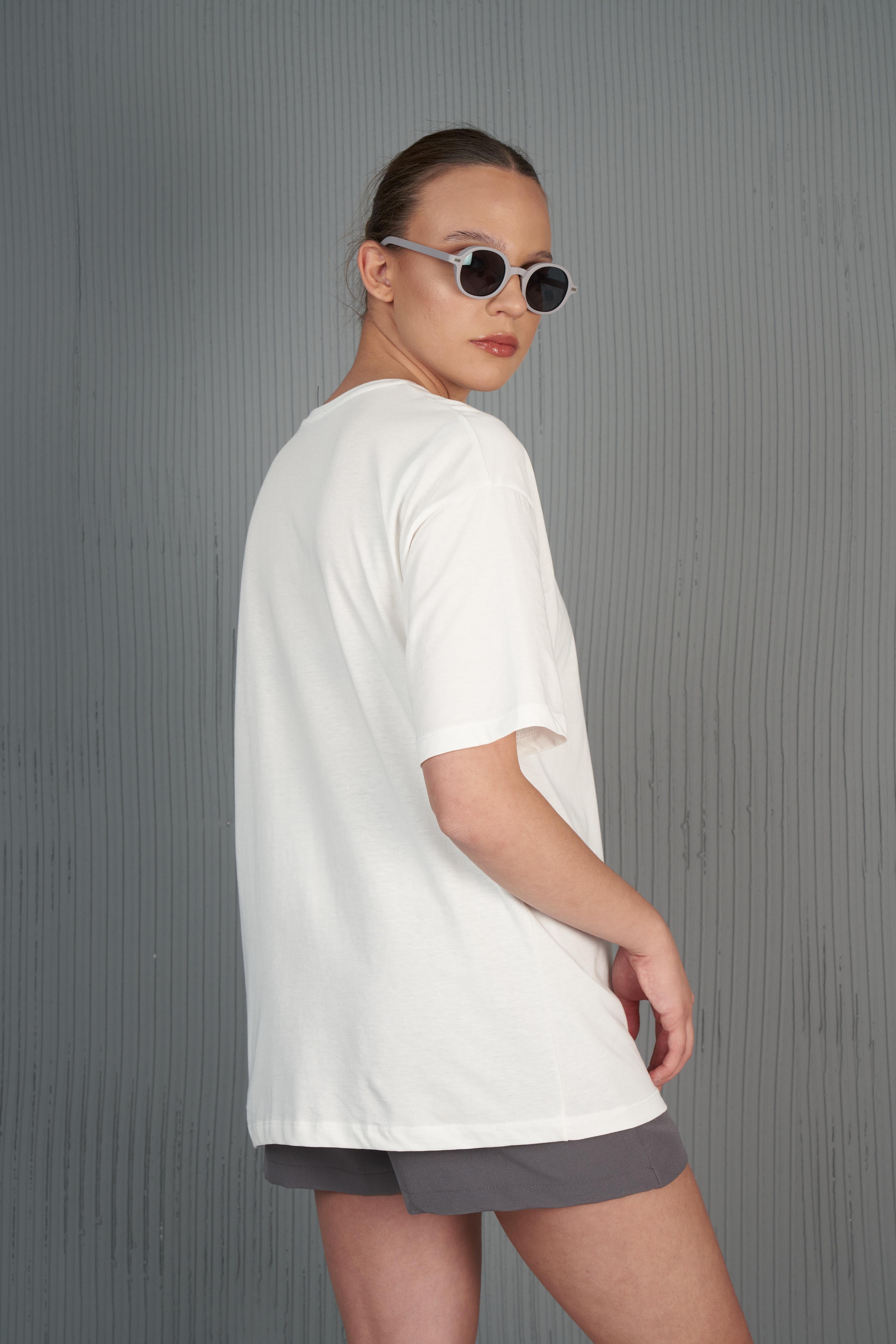 Ayıcık Baskılı T-shirt Ekru