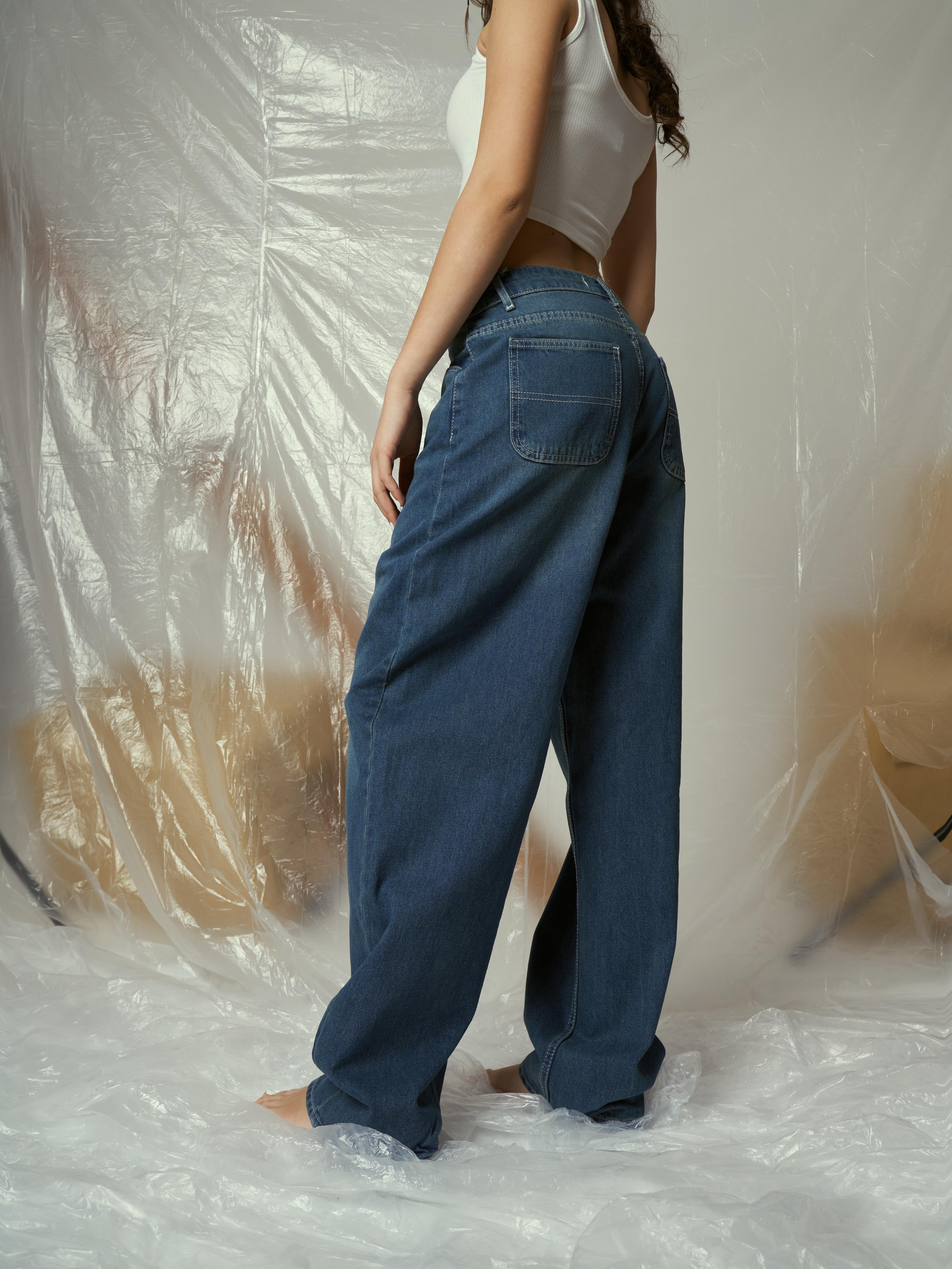 Baggy Fit Jean Pantolon Orta Mavi