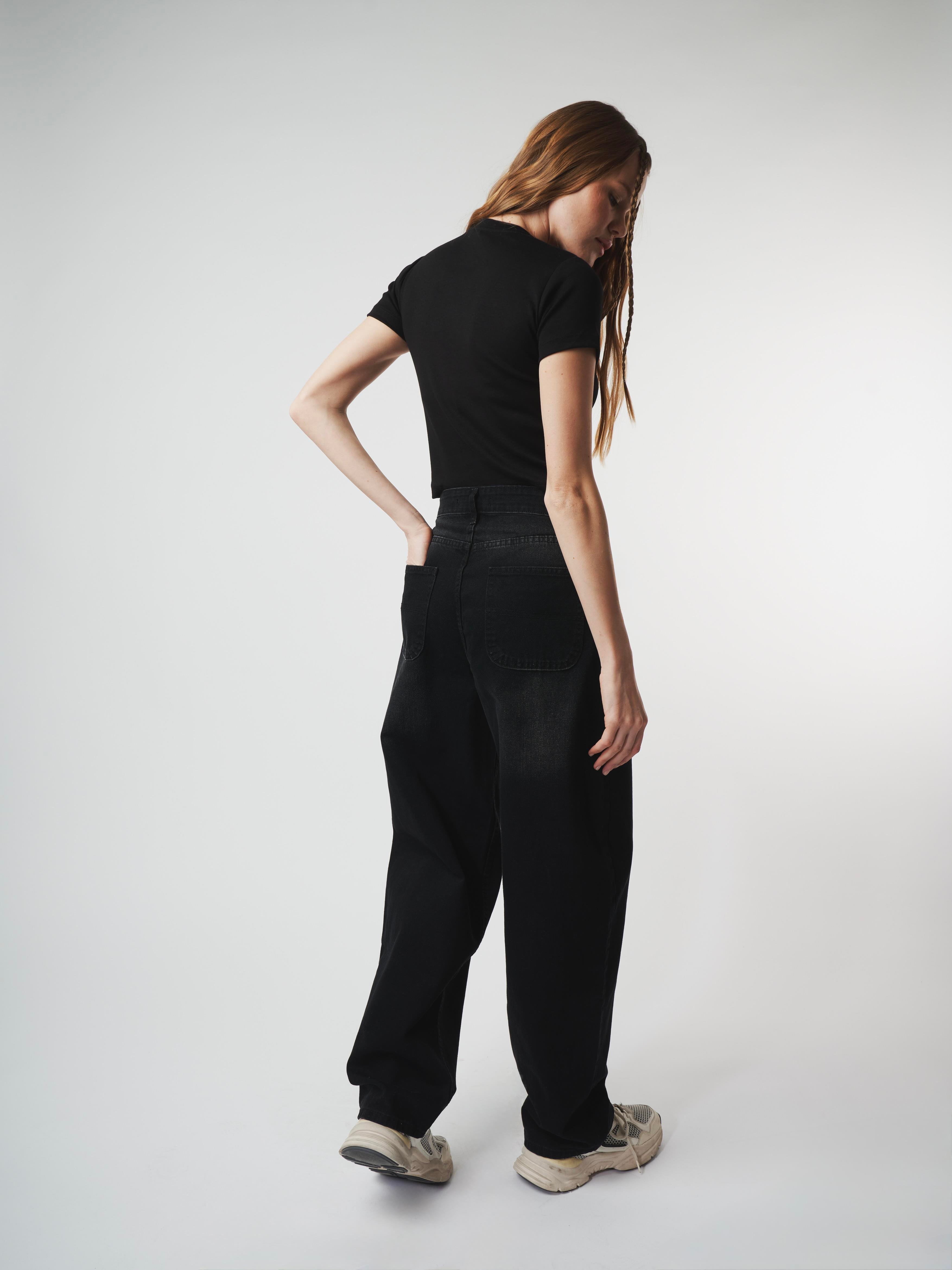 Baggy Fit Jean Pantolon Siyah