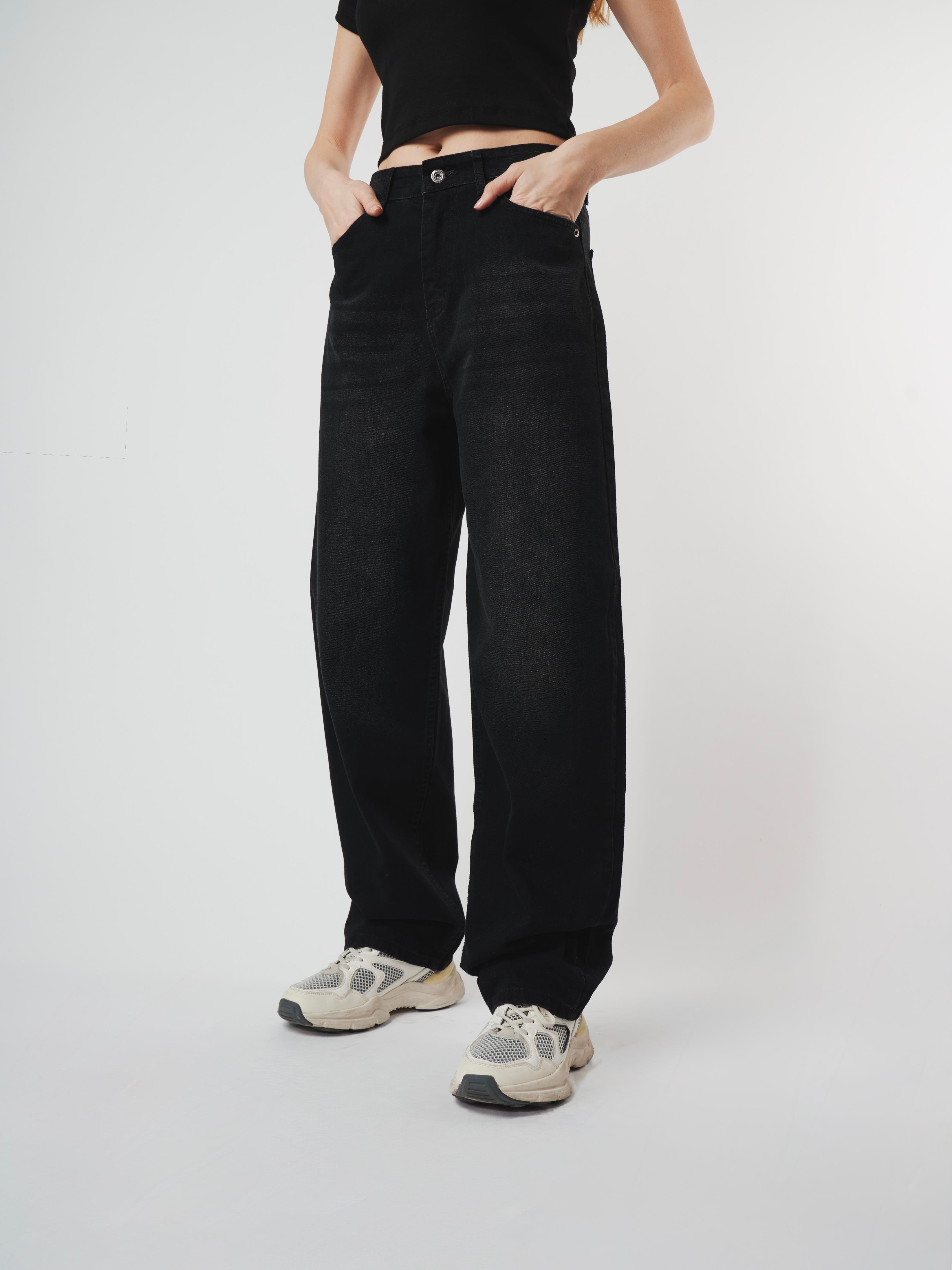 Baggy Fit Jean Pantolon Siyah