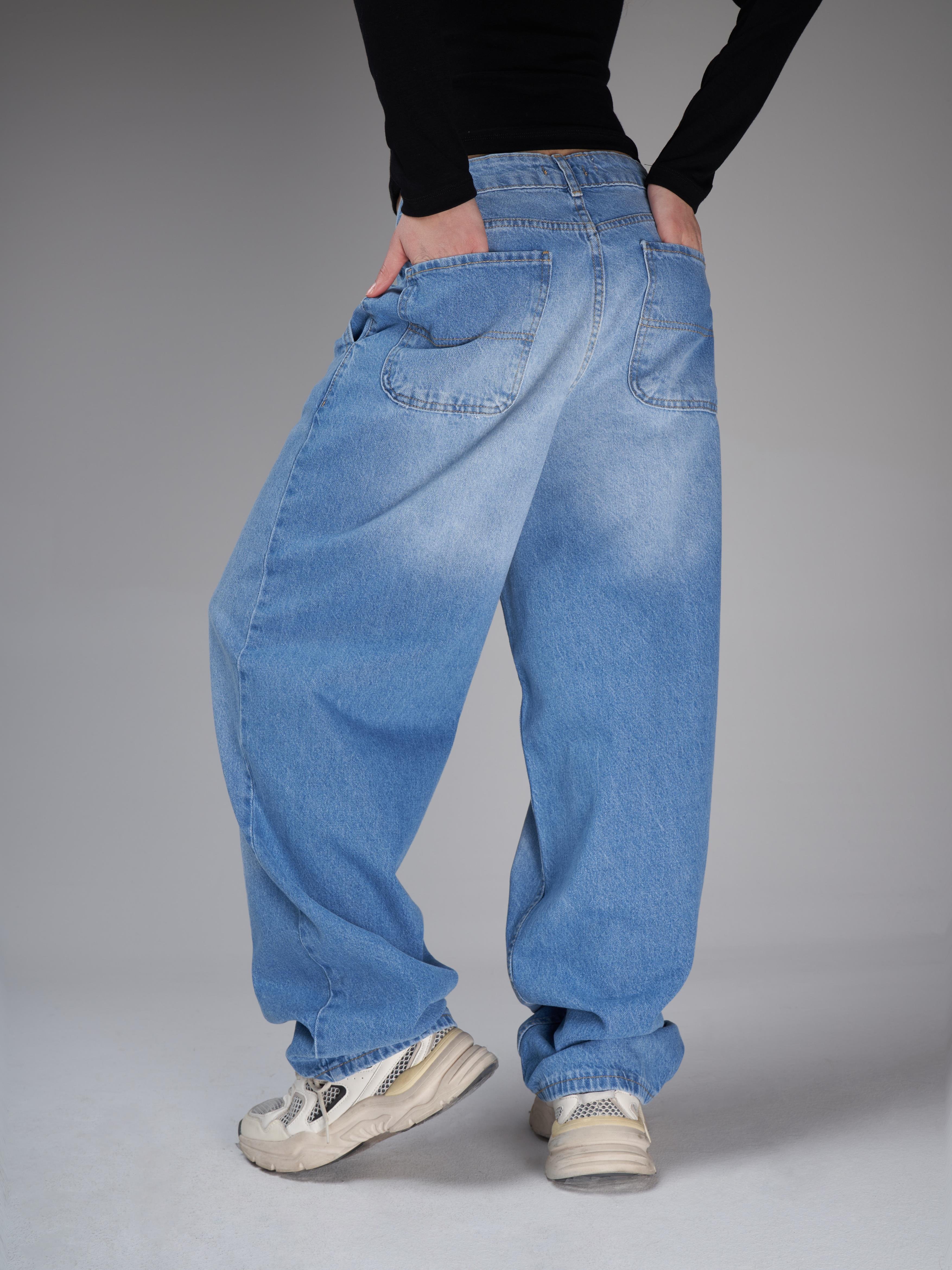 Baggy Fit Retro Jean Pantolon Açık Mavi