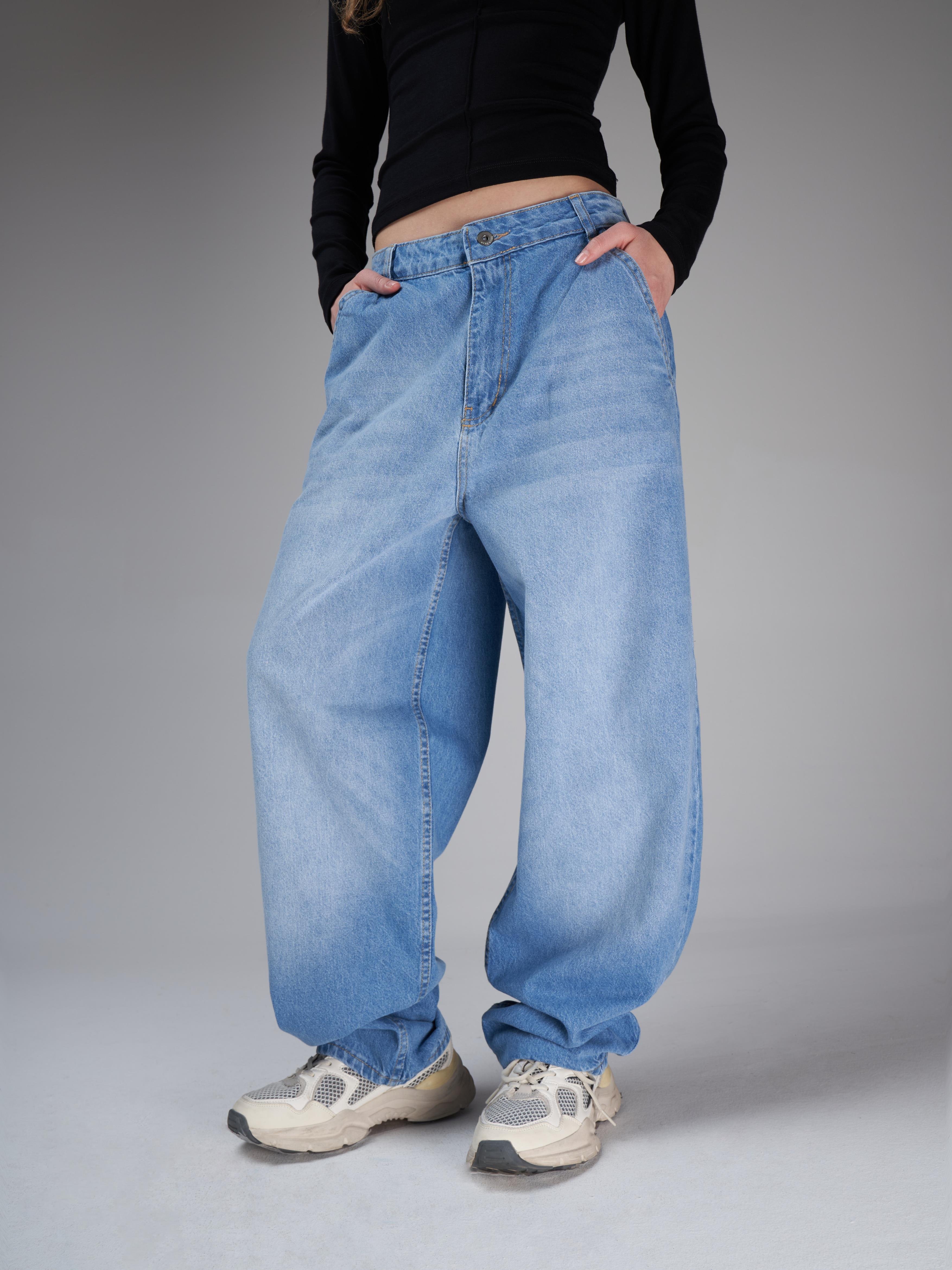 Baggy Fit Retro Jean Pantolon Açık Mavi